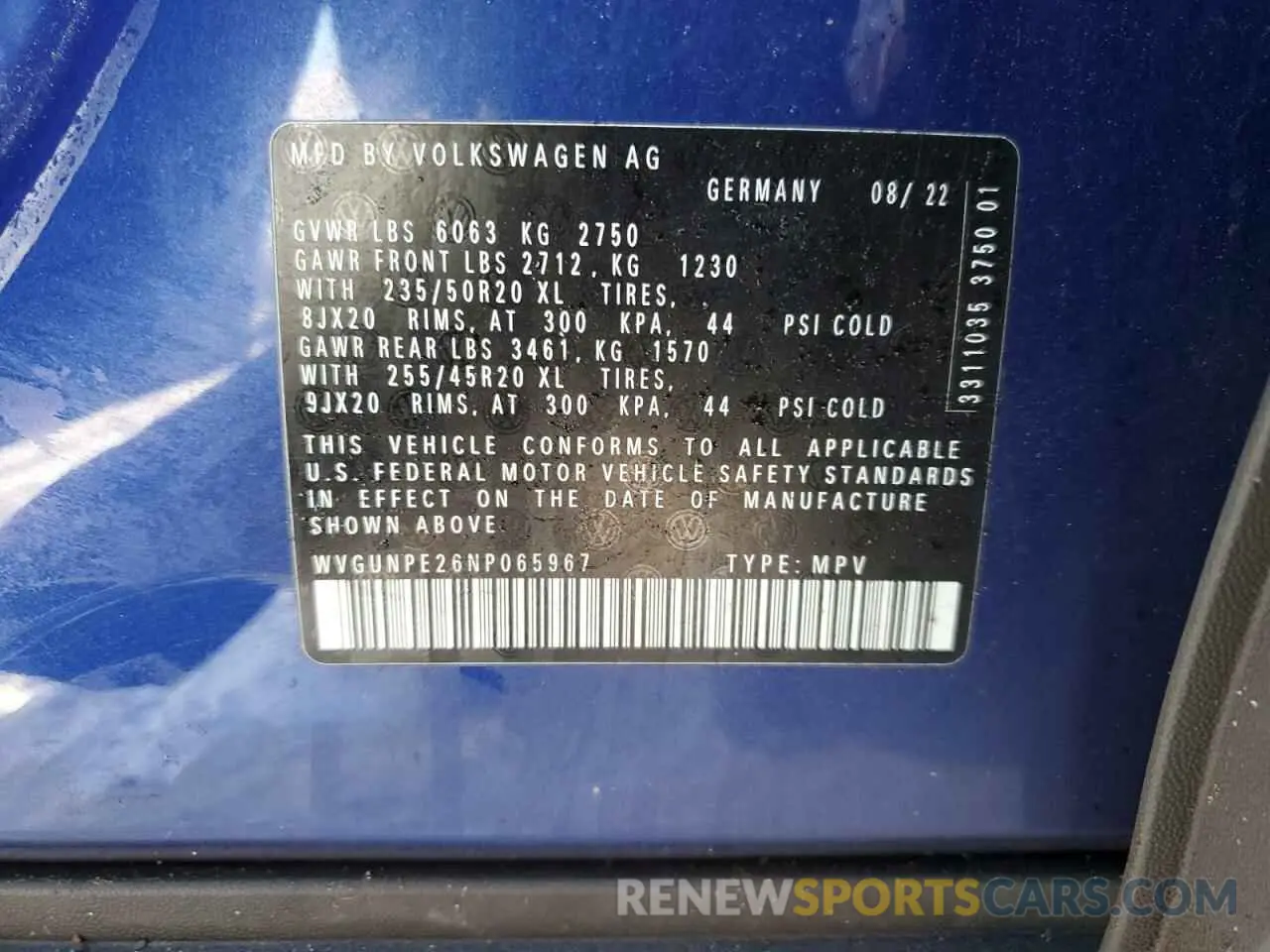 15 Photograph of a damaged car WVGUNPE26NP065967 VOLKSWAGEN ID.4 PRO S 2022
