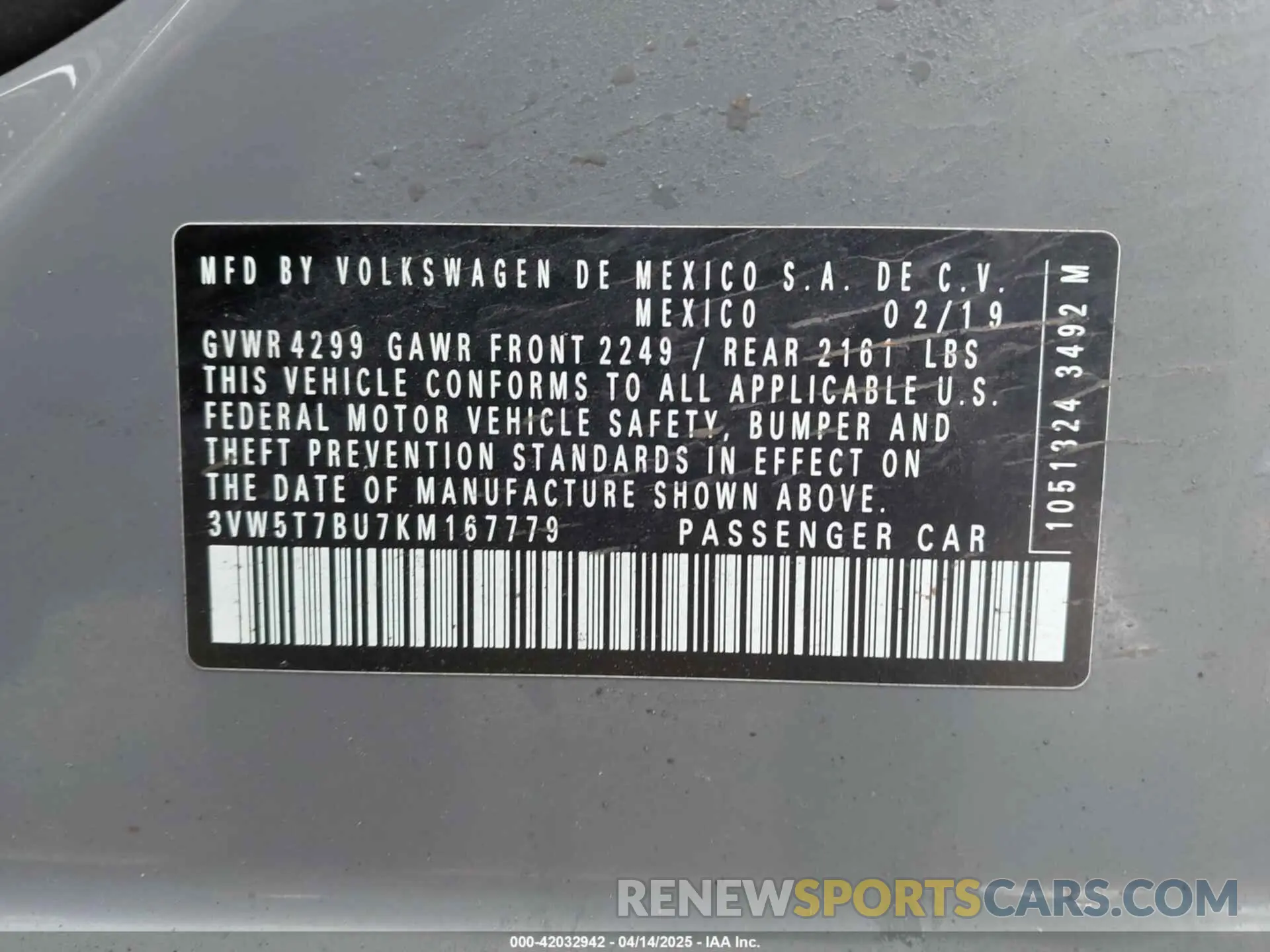 9 Photograph of a damaged car 3VW5T7BU7KM167779 VOLKSWAGEN JETTA 2019