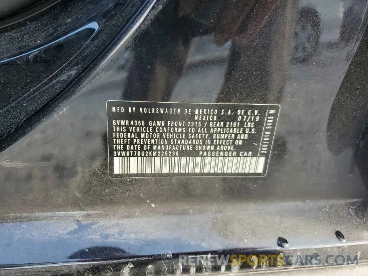 13 Photograph of a damaged car 3VW6T7BU2KM225298 VOLKSWAGEN JETTA 2019