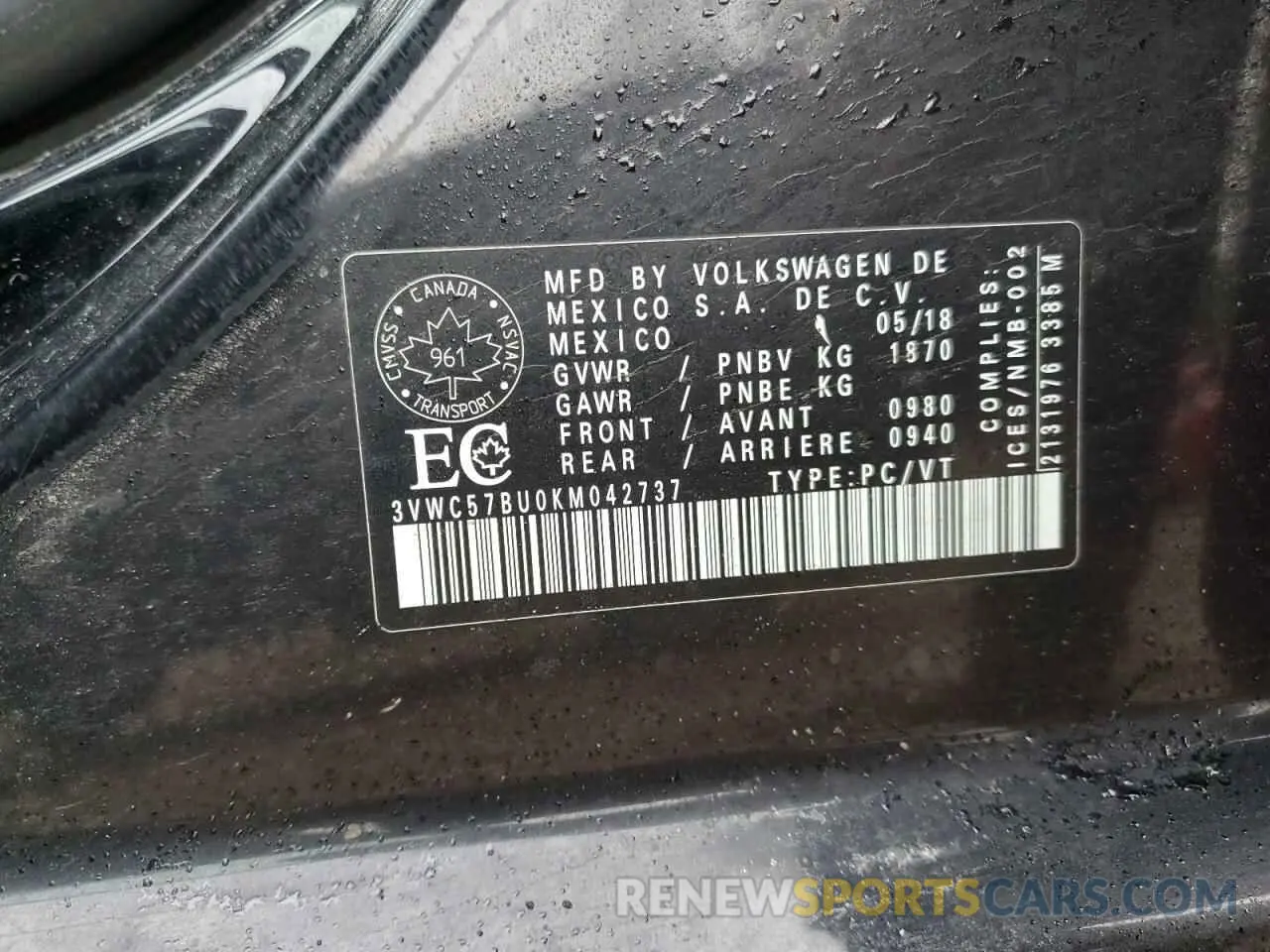 12 Photograph of a damaged car 3VWC57BU0KM042737 VOLKSWAGEN JETTA 2019
