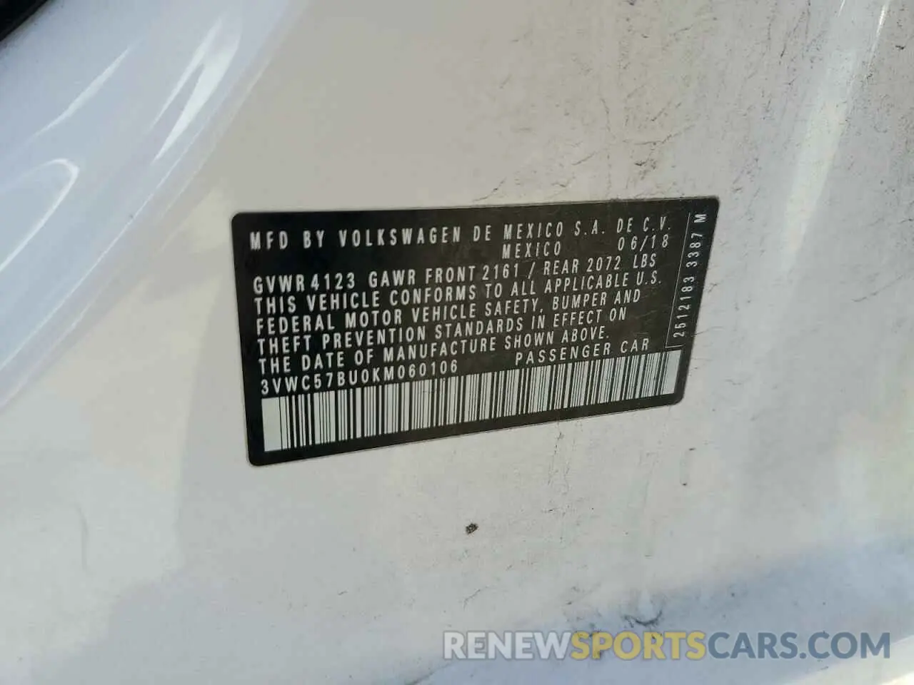13 Photograph of a damaged car 3VWC57BU0KM060106 VOLKSWAGEN JETTA 2019