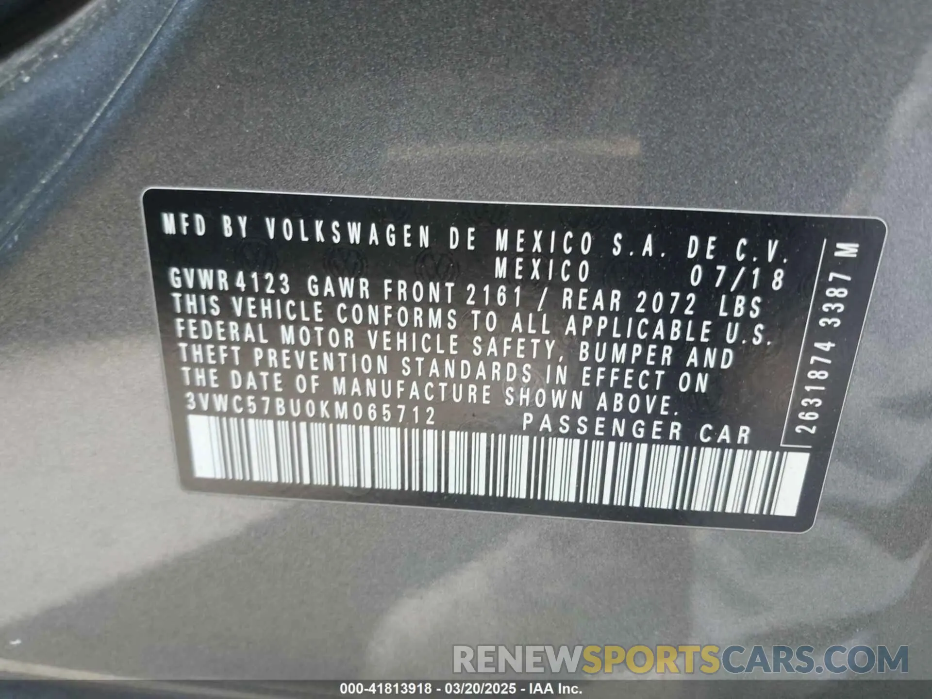 9 Photograph of a damaged car 3VWC57BU0KM065712 VOLKSWAGEN JETTA 2019