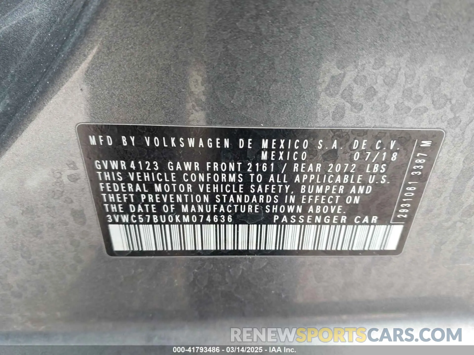 9 Photograph of a damaged car 3VWC57BU0KM074636 VOLKSWAGEN JETTA 2019