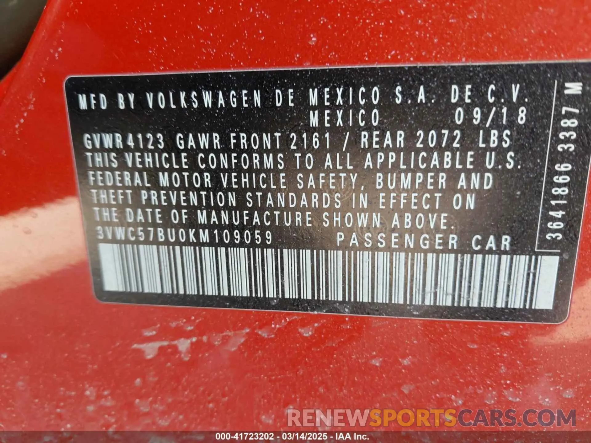 9 Photograph of a damaged car 3VWC57BU0KM109059 VOLKSWAGEN JETTA 2019