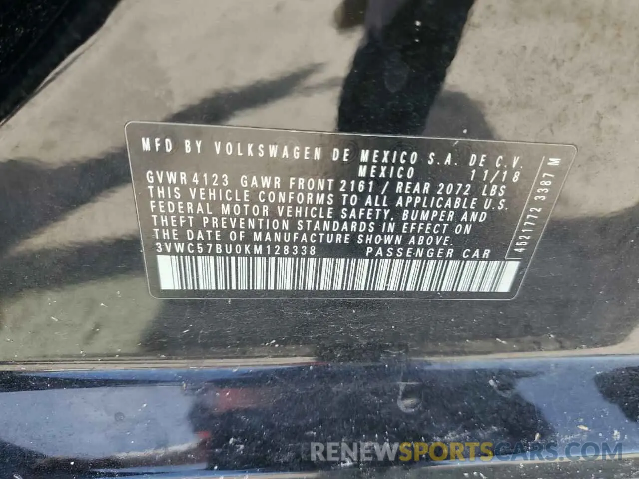 12 Photograph of a damaged car 3VWC57BU0KM128338 VOLKSWAGEN JETTA 2019