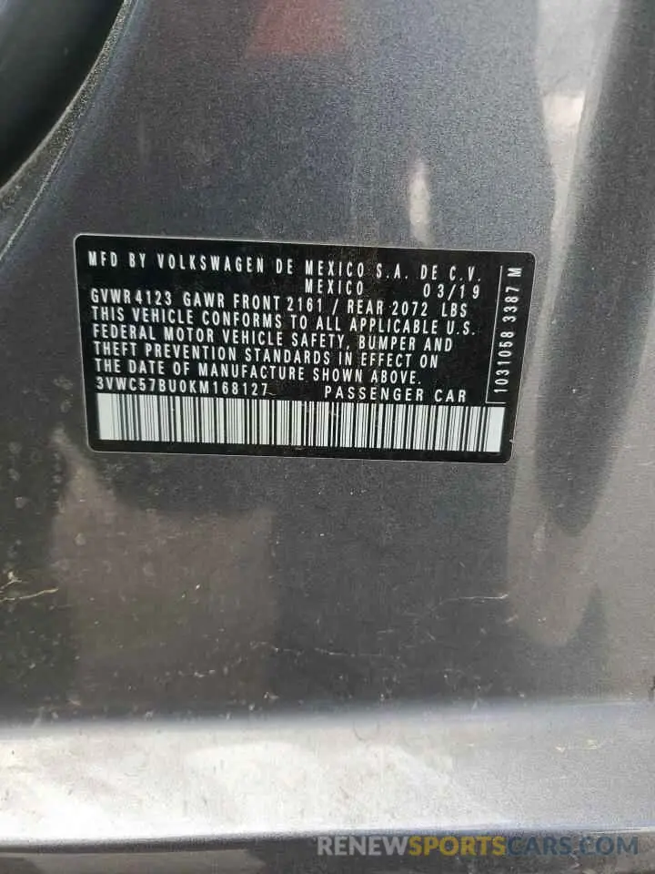 14 Photograph of a damaged car 3VWC57BU0KM168127 VOLKSWAGEN JETTA 2019