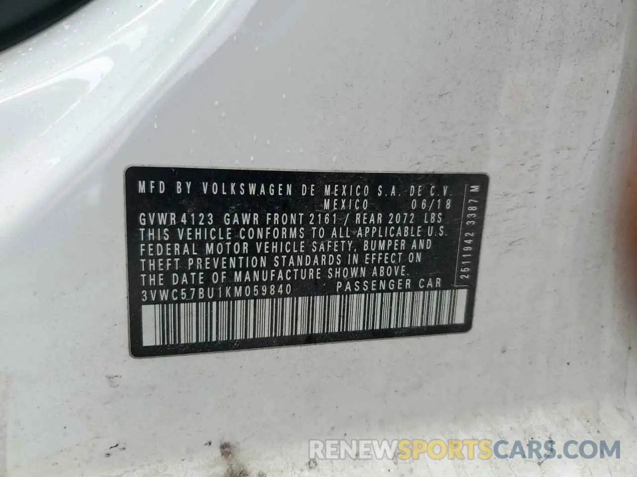 13 Photograph of a damaged car 3VWC57BU1KM059840 VOLKSWAGEN JETTA 2019