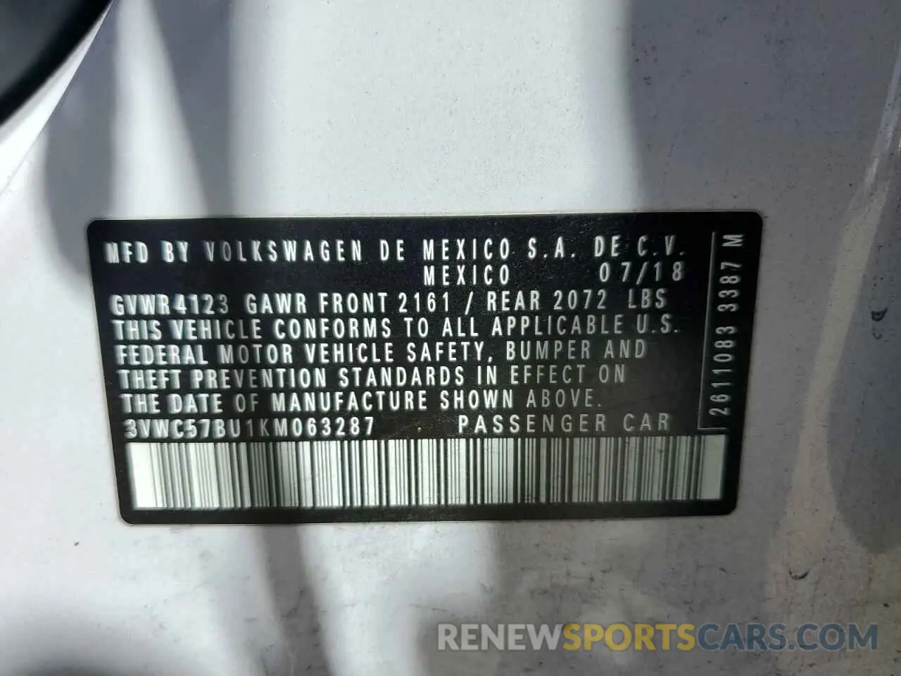 12 Photograph of a damaged car 3VWC57BU1KM063287 VOLKSWAGEN JETTA 2019