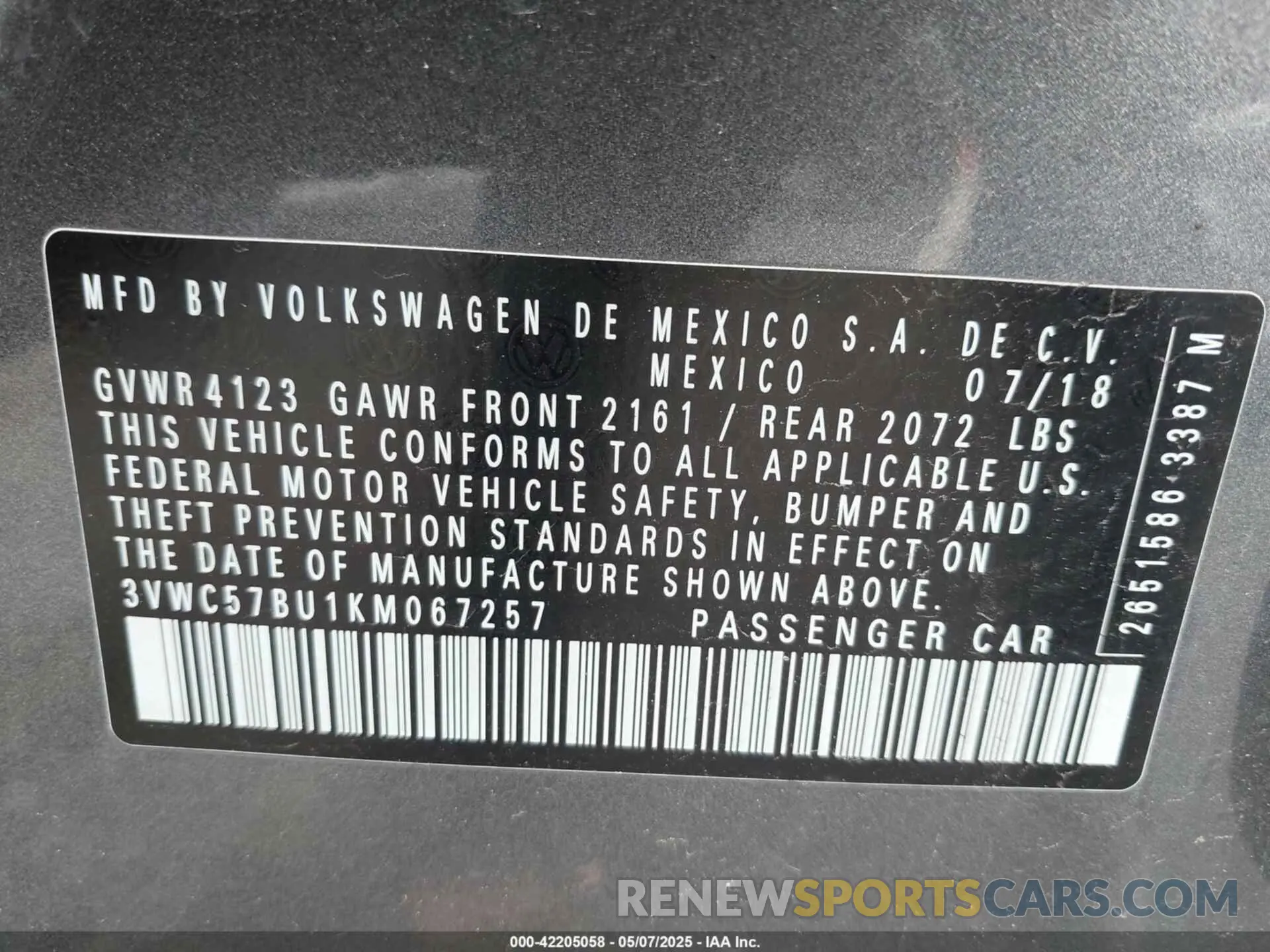 9 Photograph of a damaged car 3VWC57BU1KM067257 VOLKSWAGEN JETTA 2019