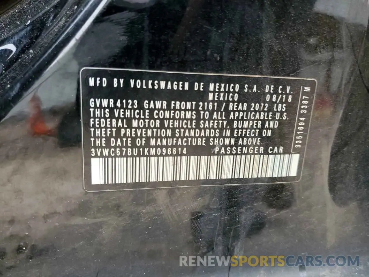 12 Photograph of a damaged car 3VWC57BU1KM096614 VOLKSWAGEN JETTA 2019