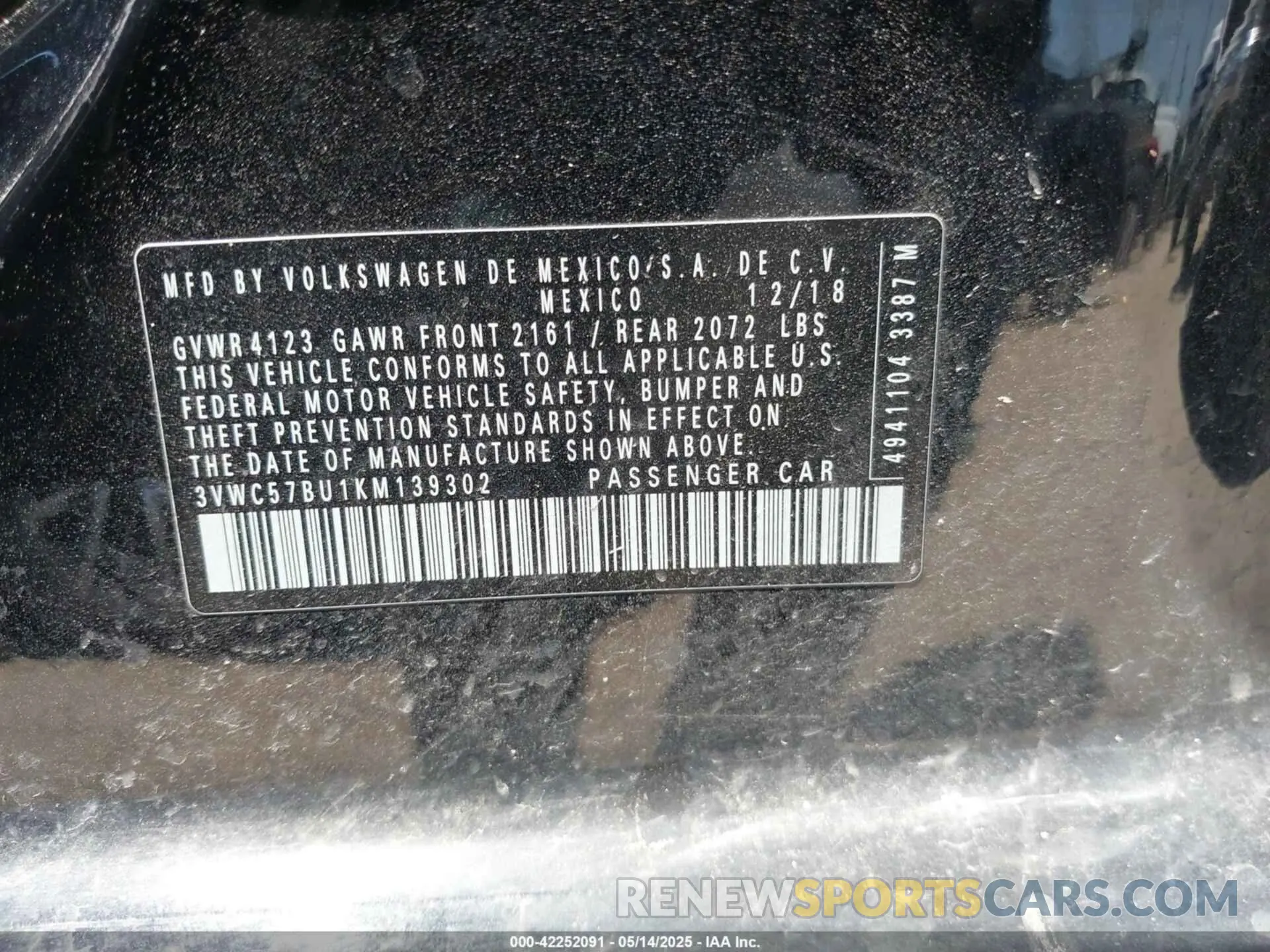 9 Photograph of a damaged car 3VWC57BU1KM139302 VOLKSWAGEN JETTA 2019