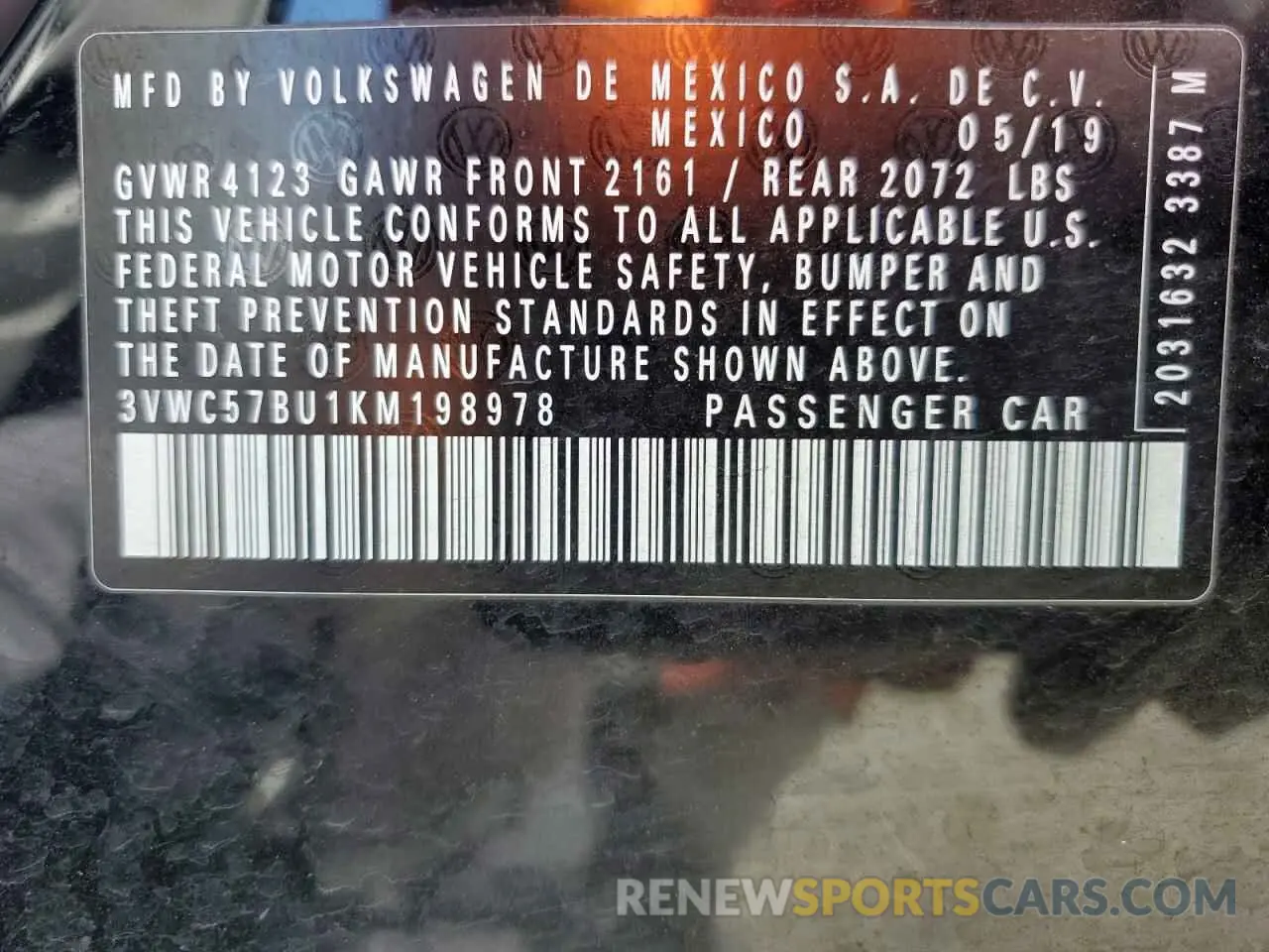 12 Photograph of a damaged car 3VWC57BU1KM198978 VOLKSWAGEN JETTA 2019