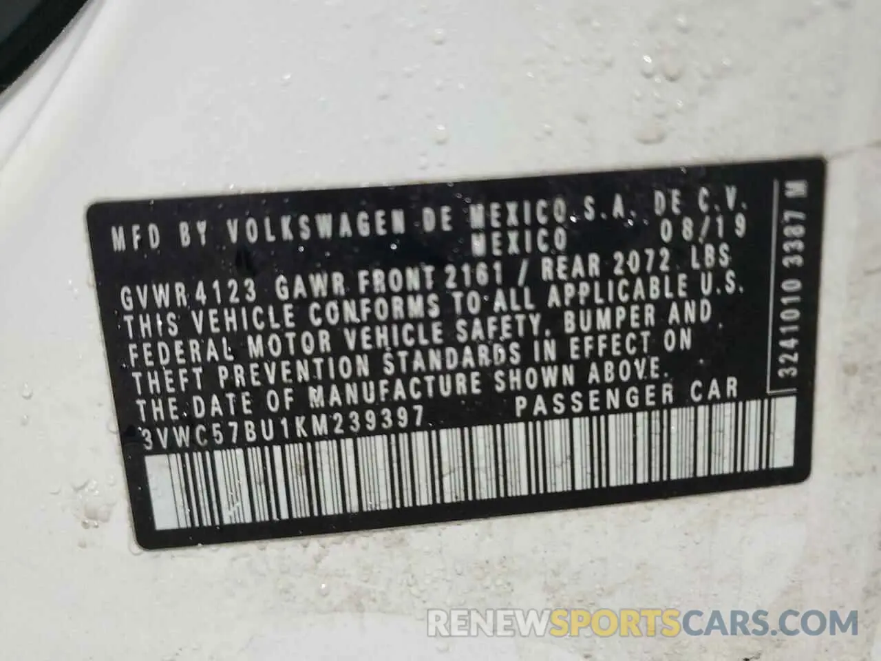 14 Photograph of a damaged car 3VWC57BU1KM239397 VOLKSWAGEN JETTA 2019
