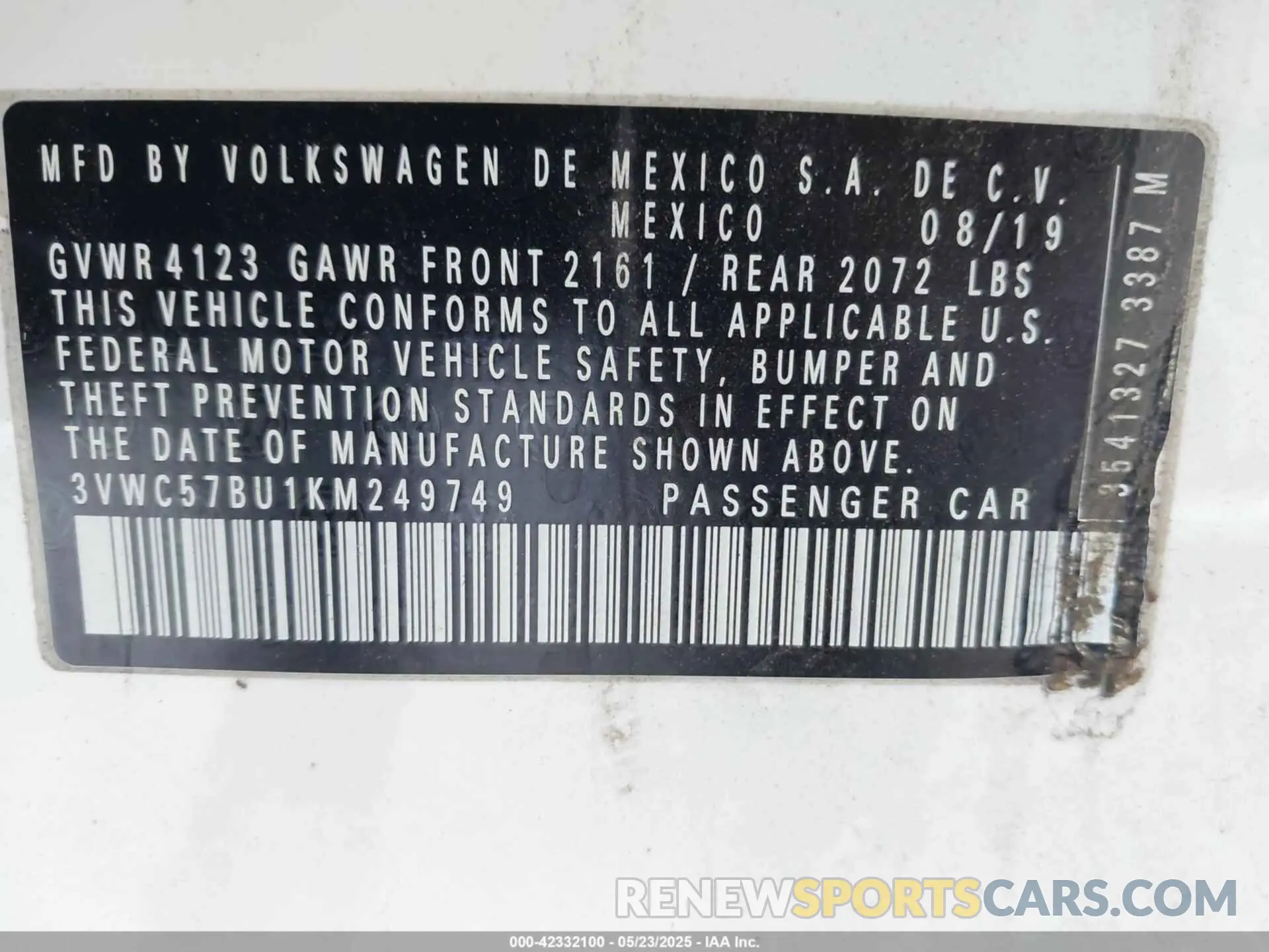 9 Photograph of a damaged car 3VWC57BU1KM249749 VOLKSWAGEN JETTA 2019