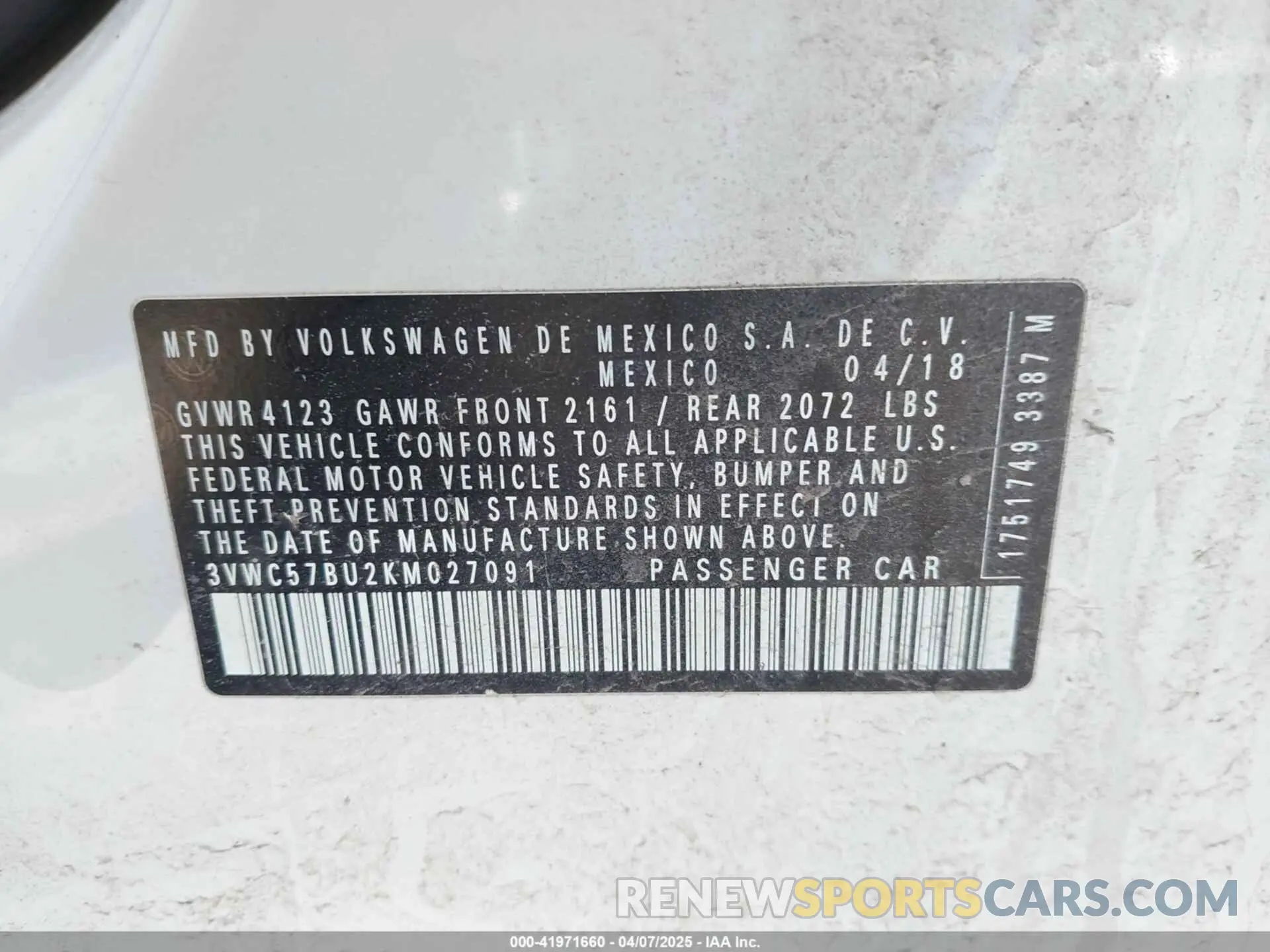 9 Photograph of a damaged car 3VWC57BU2KM027091 VOLKSWAGEN JETTA 2019
