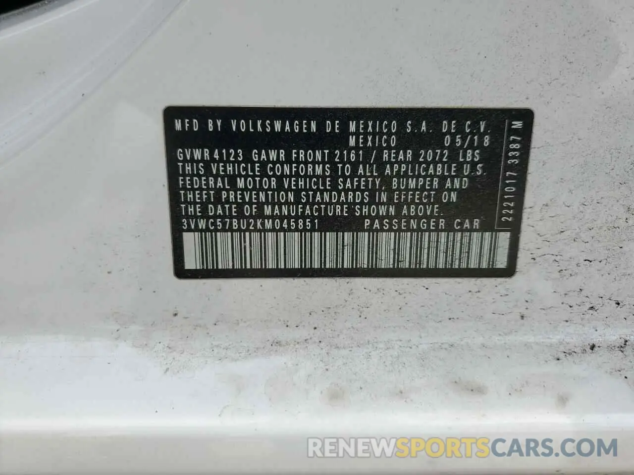 14 Photograph of a damaged car 3VWC57BU2KM045851 VOLKSWAGEN JETTA 2019