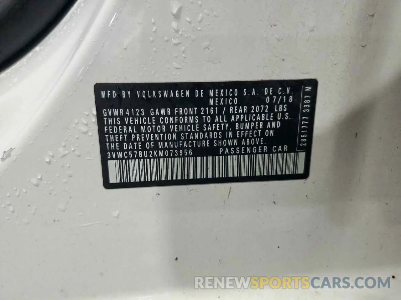 12 Photograph of a damaged car 3VWC57BU2KM073956 VOLKSWAGEN JETTA 2019