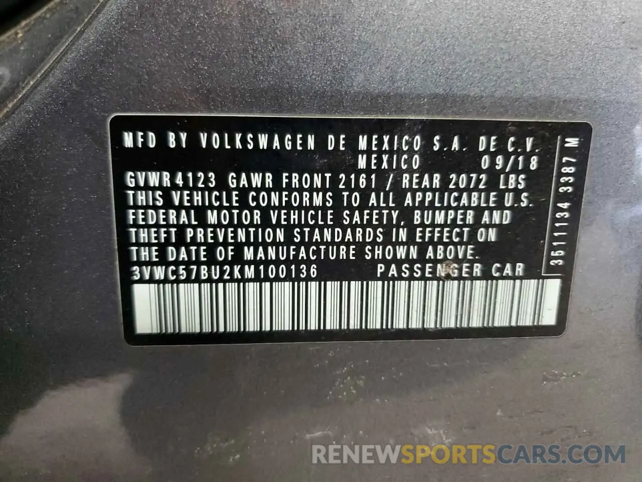 14 Photograph of a damaged car 3VWC57BU2KM100136 VOLKSWAGEN JETTA 2019