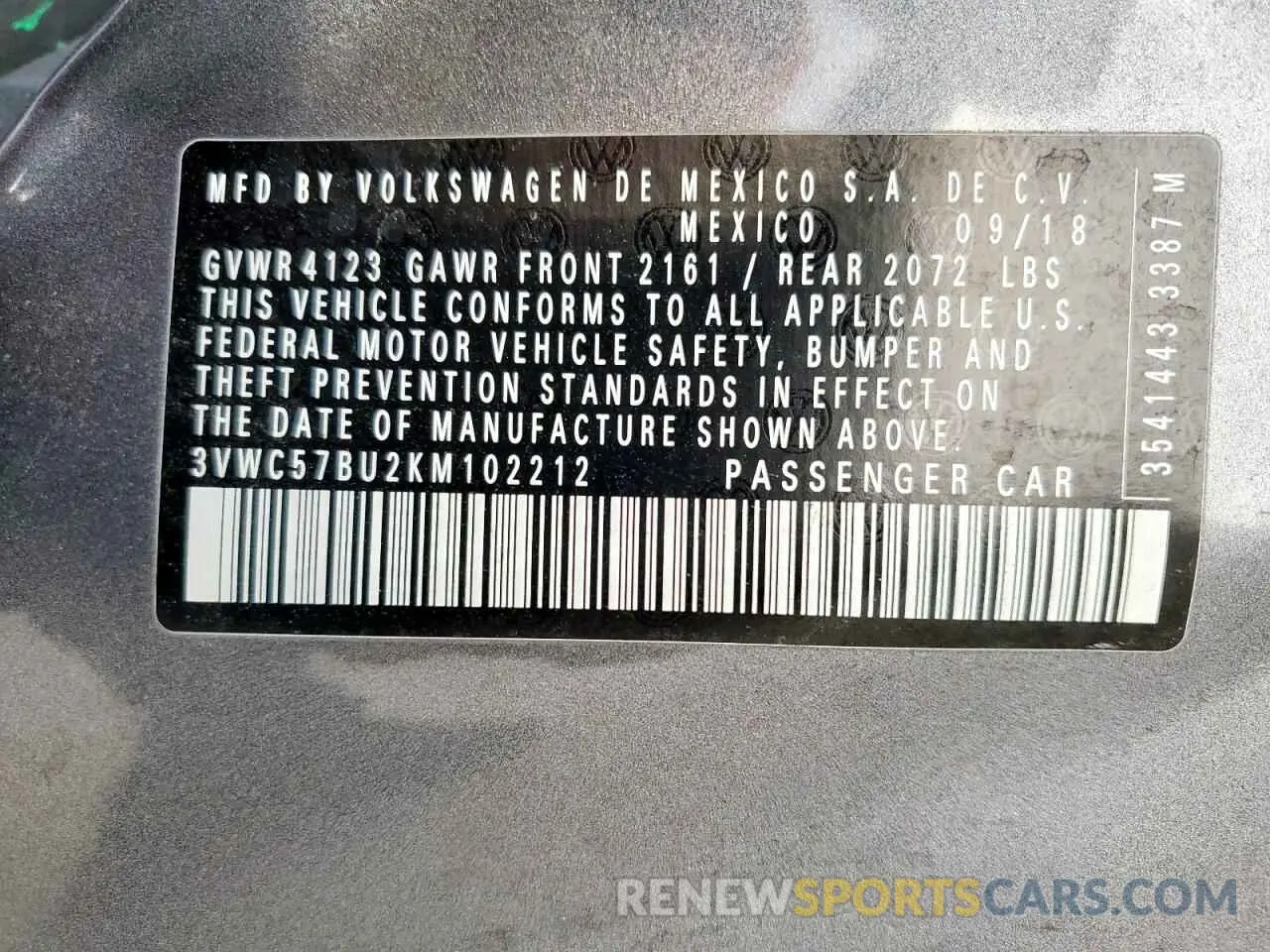 12 Photograph of a damaged car 3VWC57BU2KM102212 VOLKSWAGEN JETTA 2019