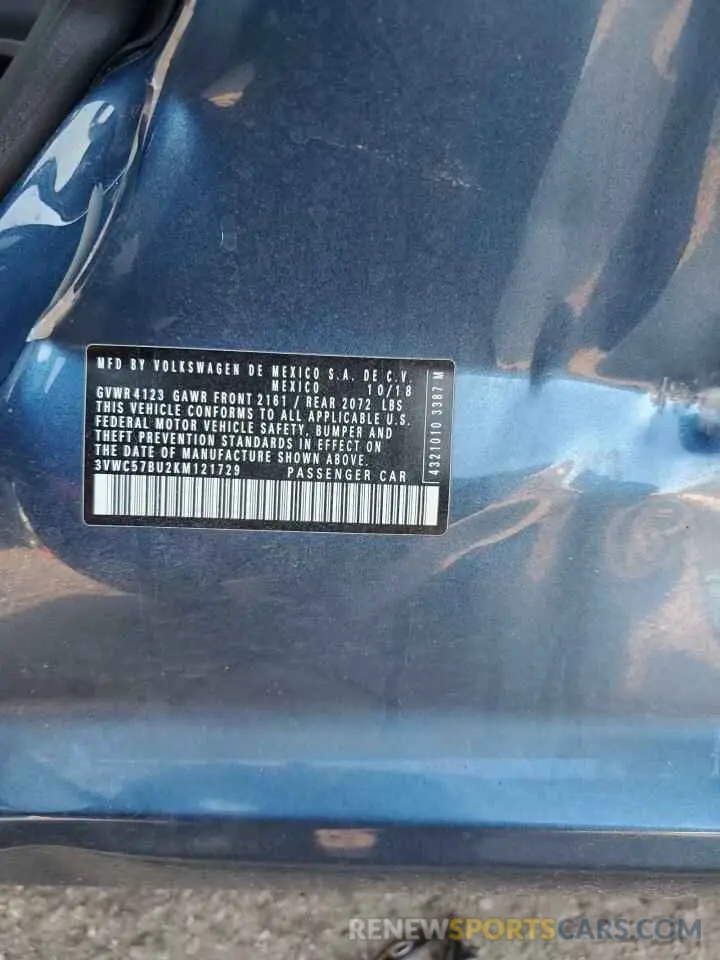 14 Photograph of a damaged car 3VWC57BU2KM121729 VOLKSWAGEN JETTA 2019
