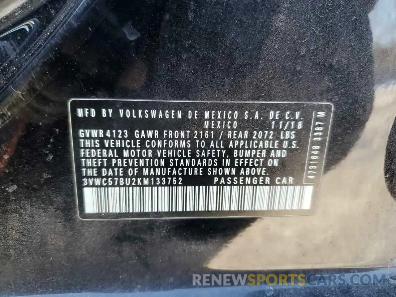 13 Photograph of a damaged car 3VWC57BU2KM133752 VOLKSWAGEN JETTA 2019