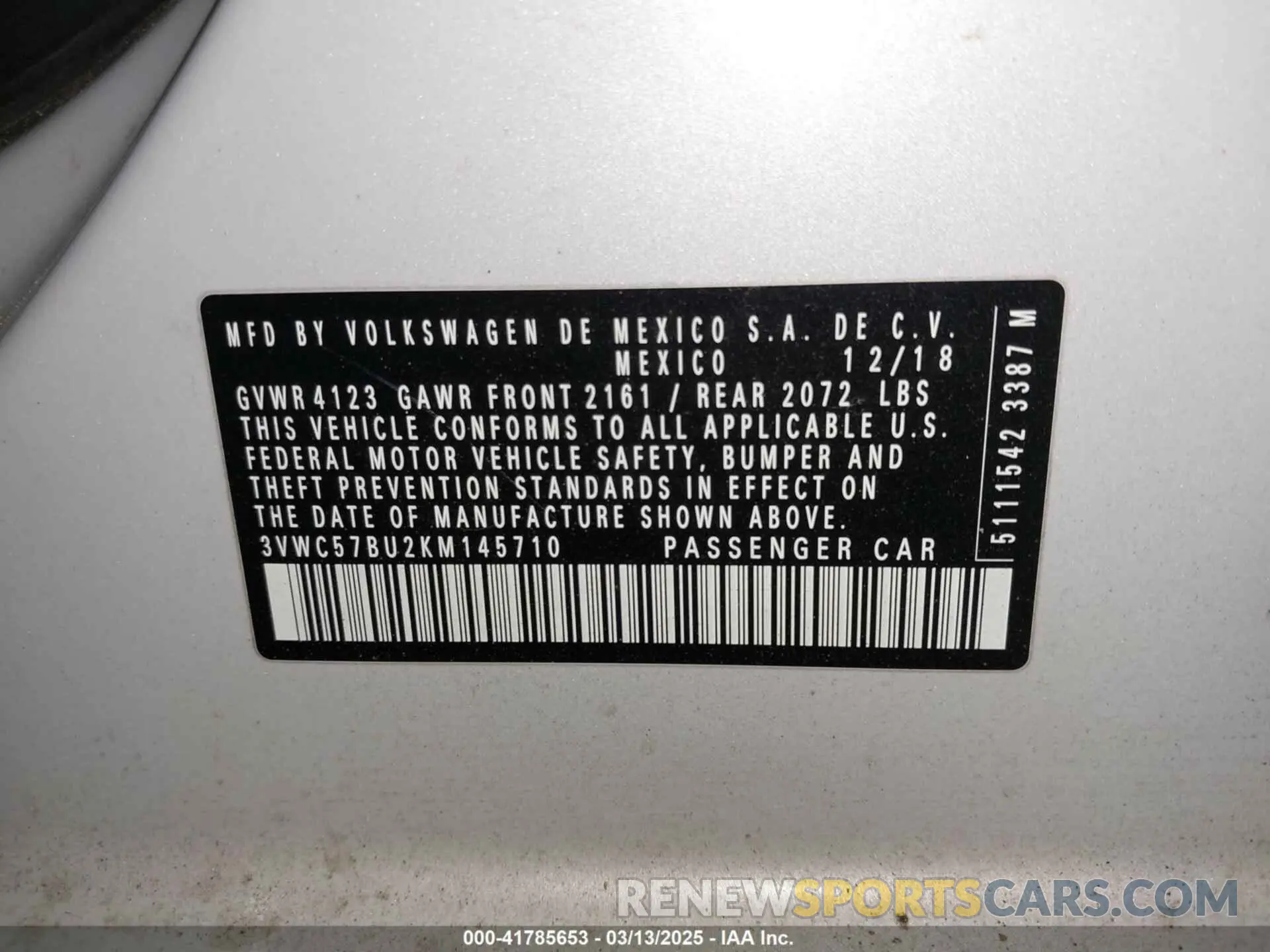 9 Photograph of a damaged car 3VWC57BU2KM145710 VOLKSWAGEN JETTA 2019