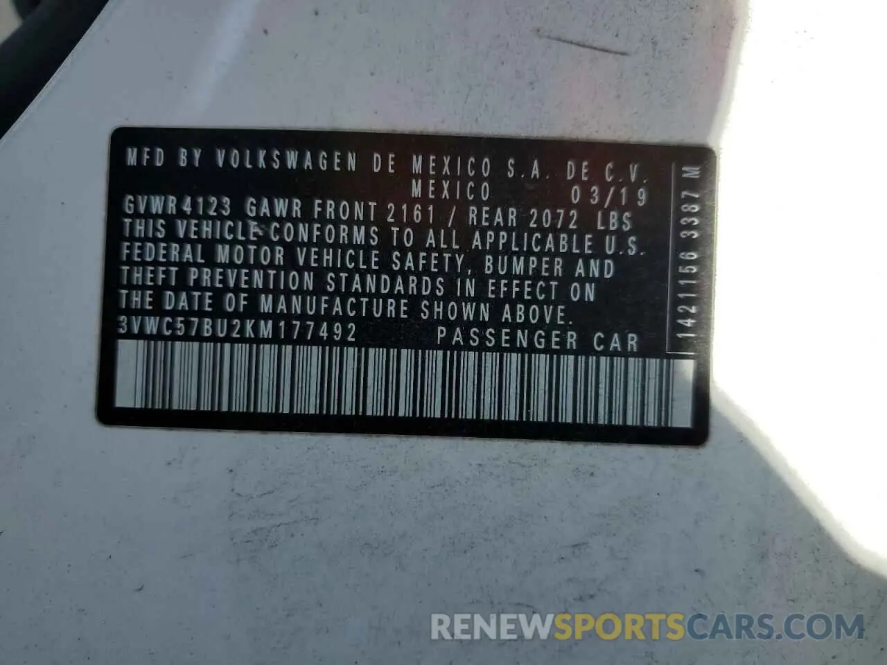 12 Photograph of a damaged car 3VWC57BU2KM177492 VOLKSWAGEN JETTA 2019