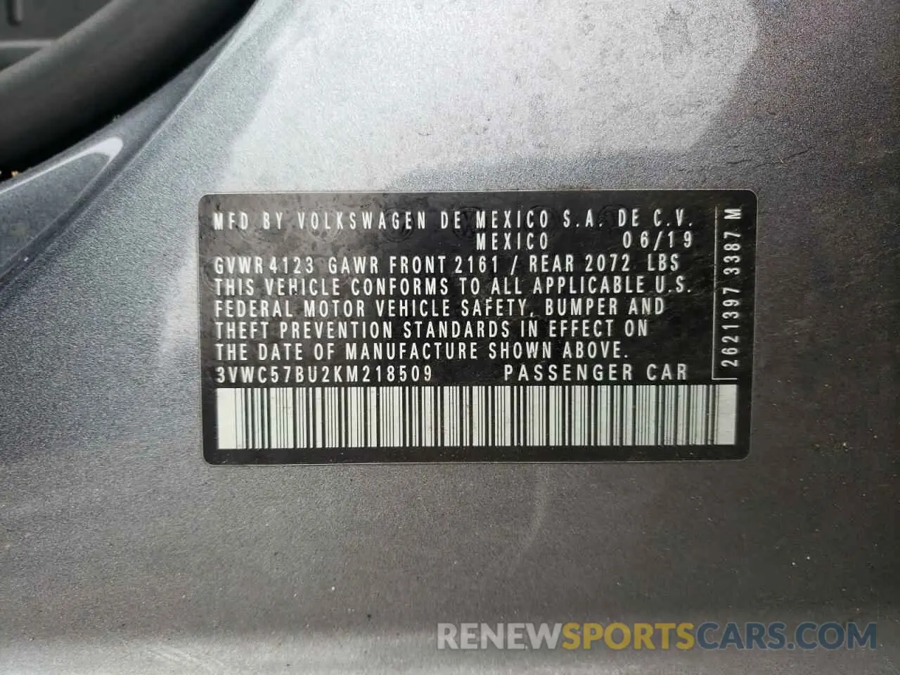 12 Photograph of a damaged car 3VWC57BU2KM218509 VOLKSWAGEN JETTA 2019