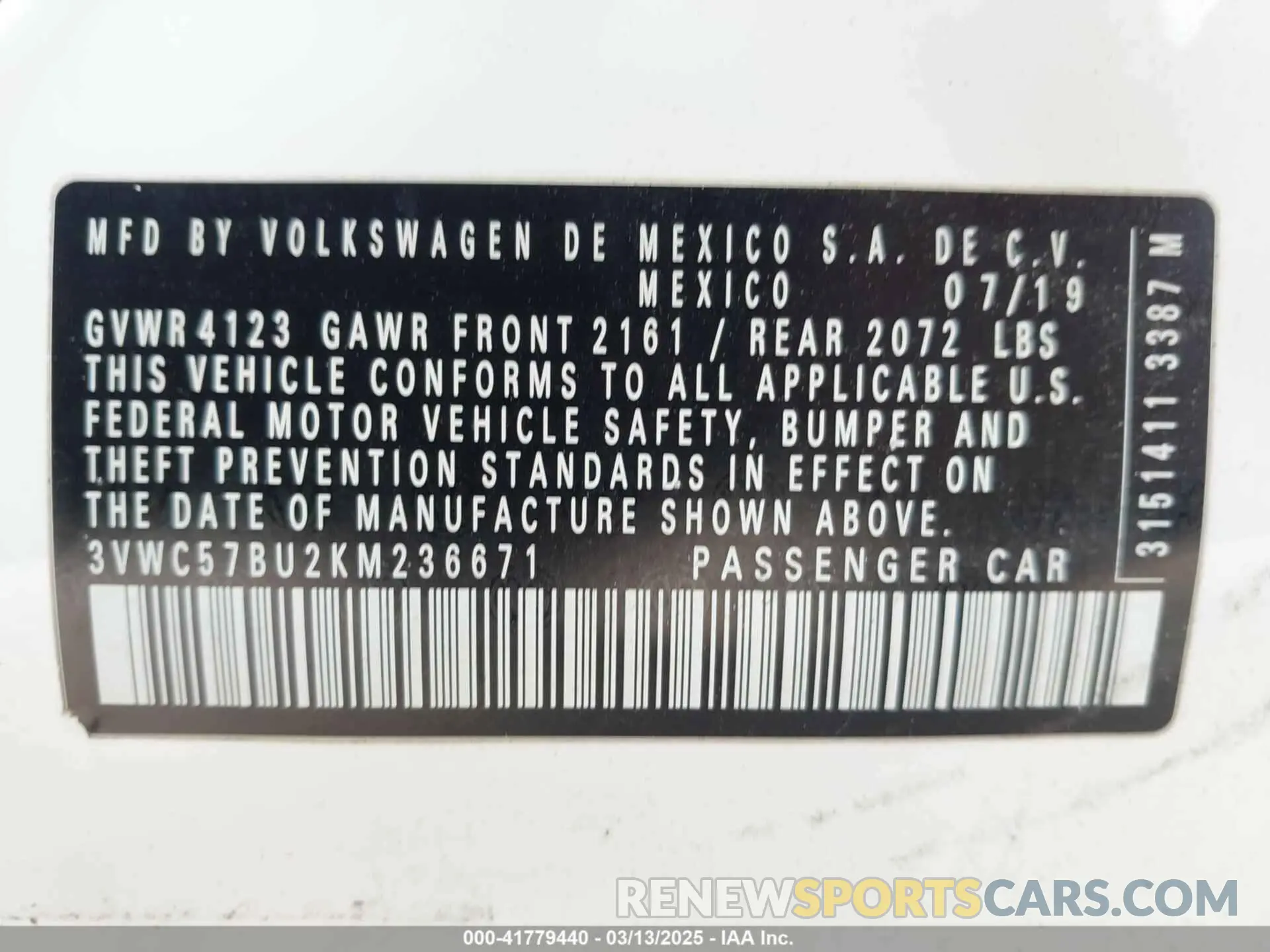 9 Photograph of a damaged car 3VWC57BU2KM236671 VOLKSWAGEN JETTA 2019