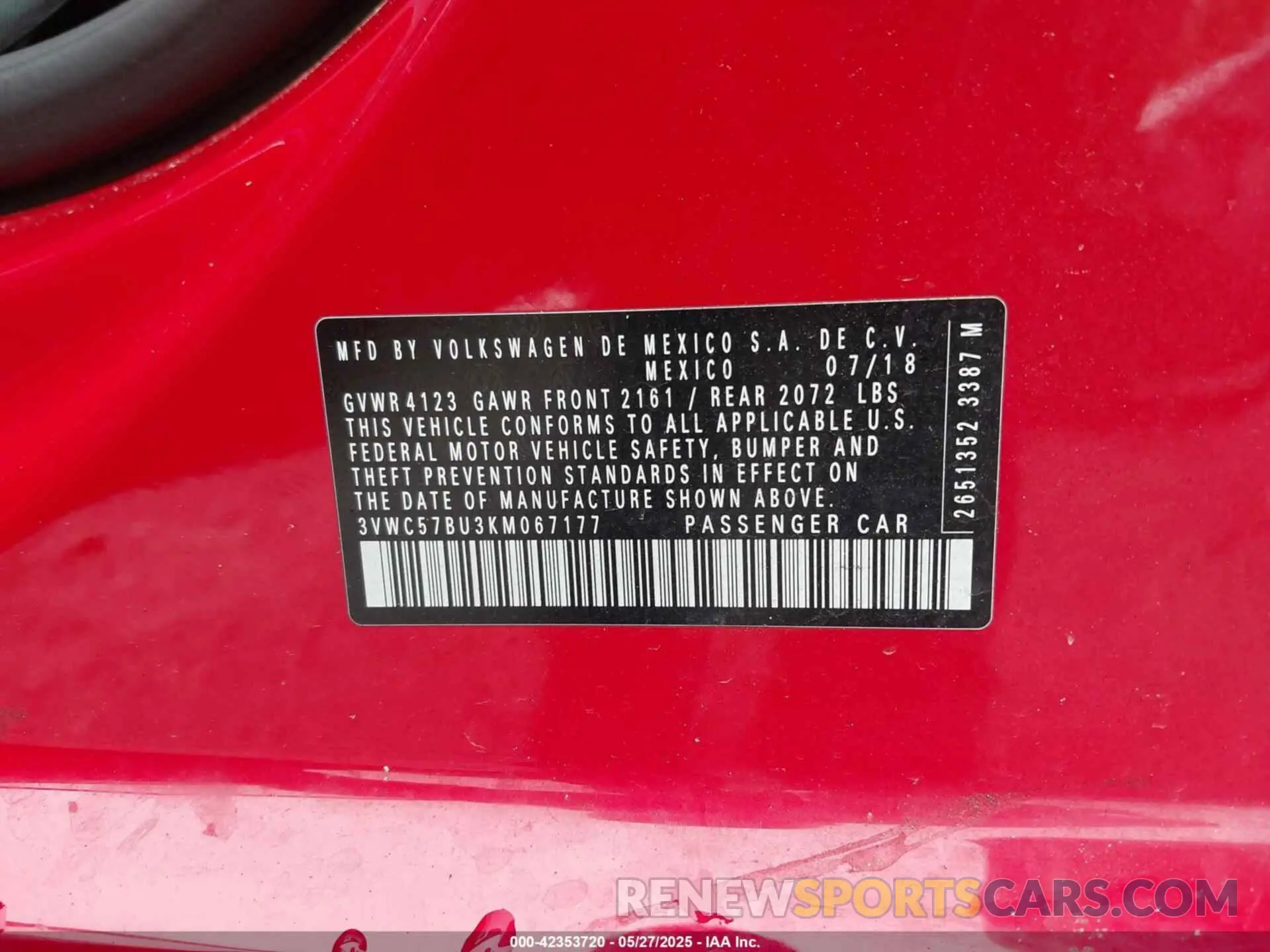 9 Photograph of a damaged car 3VWC57BU3KM067177 VOLKSWAGEN JETTA 2019