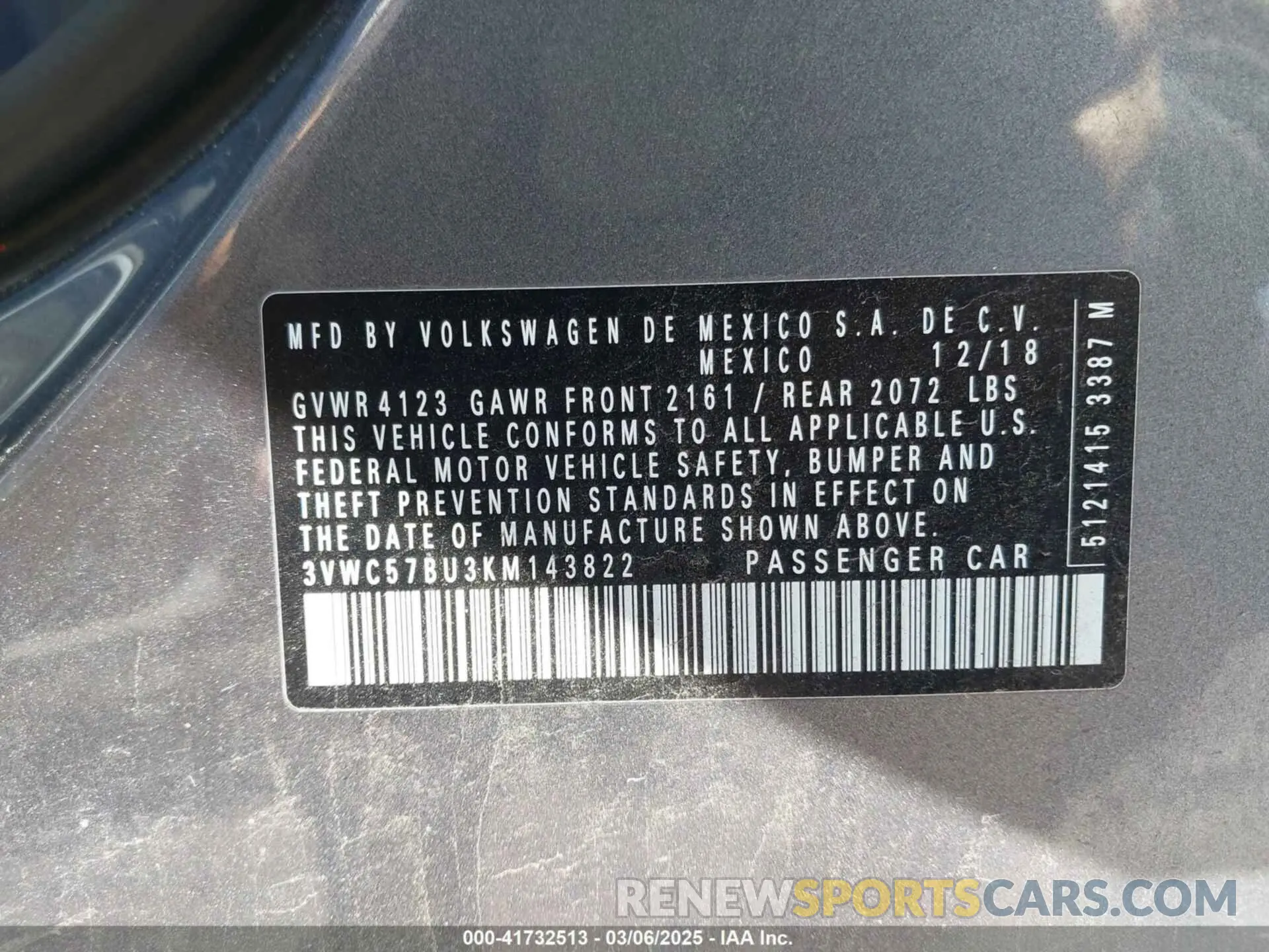 9 Photograph of a damaged car 3VWC57BU3KM143822 VOLKSWAGEN JETTA 2019