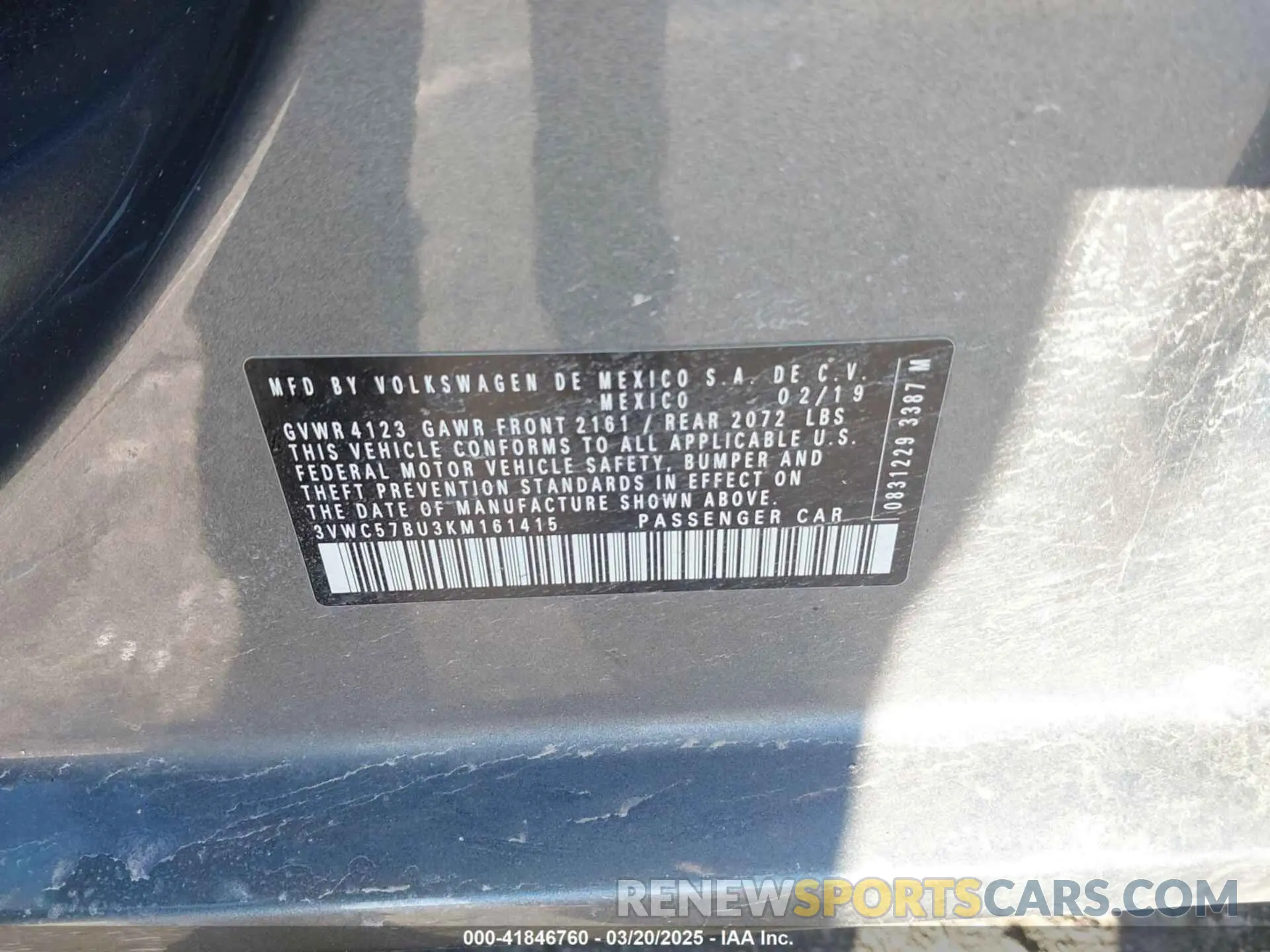 9 Photograph of a damaged car 3VWC57BU3KM161415 VOLKSWAGEN JETTA 2019