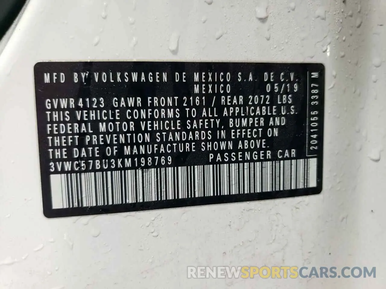 13 Photograph of a damaged car 3VWC57BU3KM198769 VOLKSWAGEN JETTA 2019