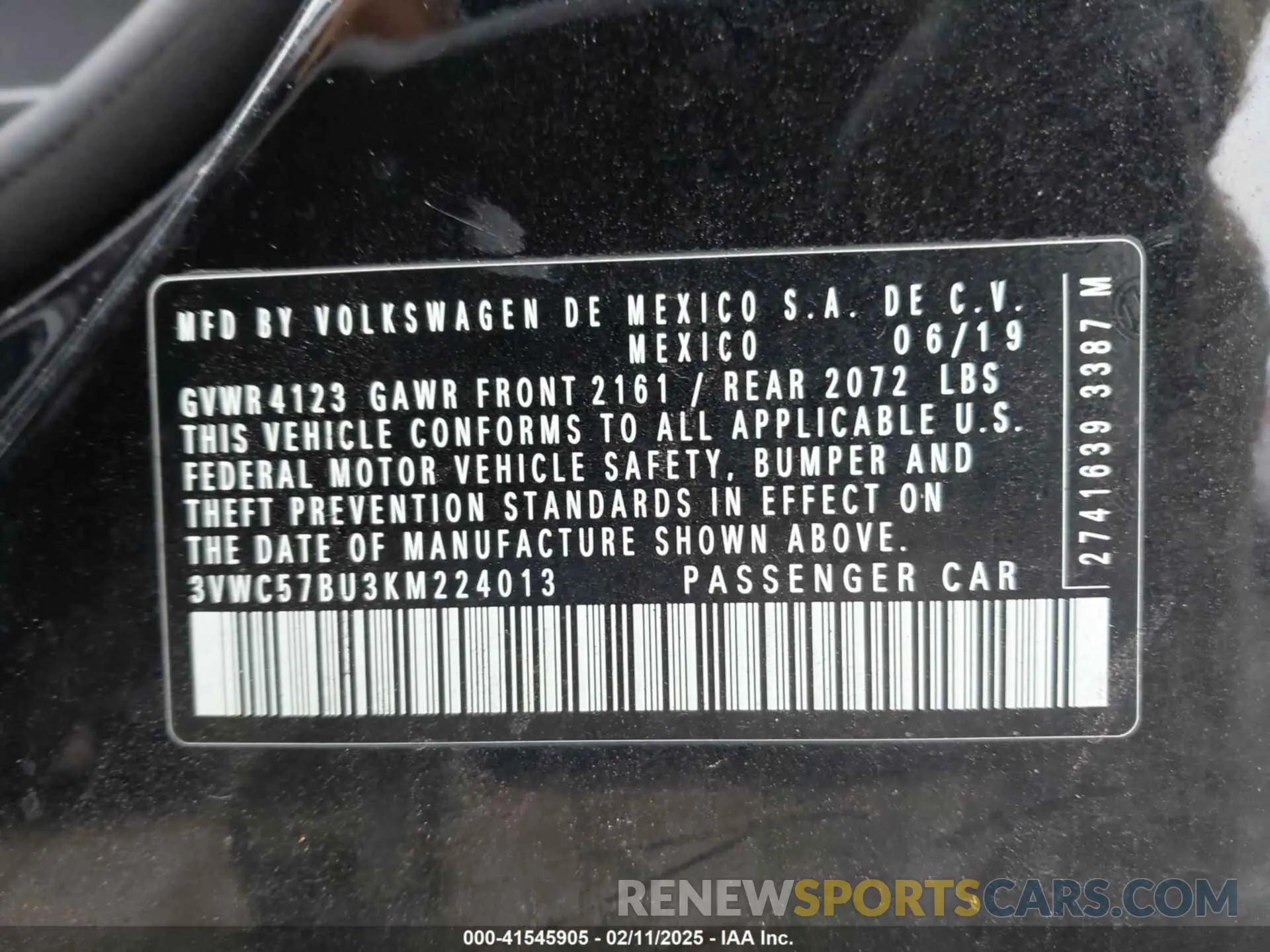 9 Photograph of a damaged car 3VWC57BU3KM224013 VOLKSWAGEN JETTA 2019