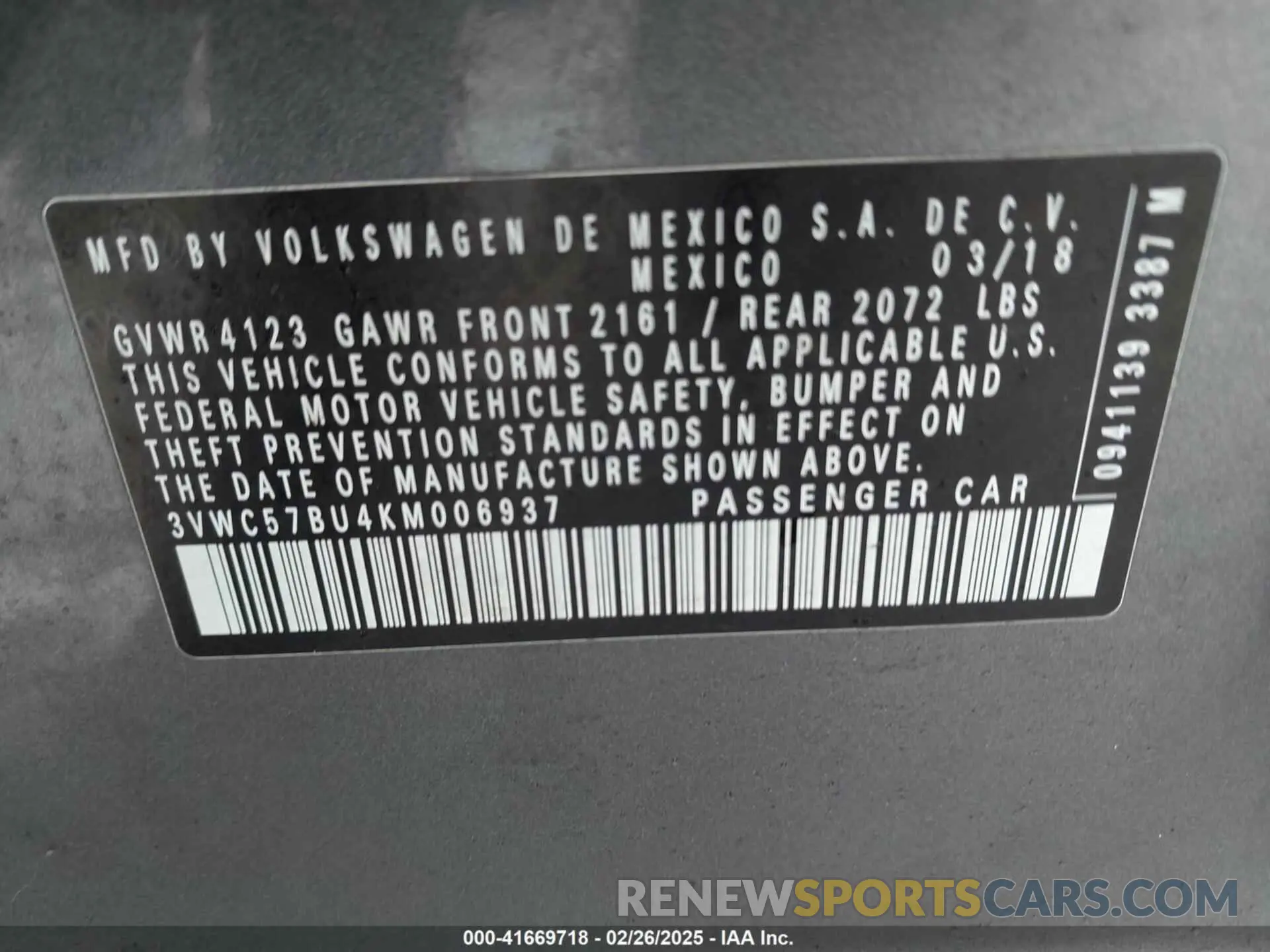 9 Photograph of a damaged car 3VWC57BU4KM006937 VOLKSWAGEN JETTA 2019