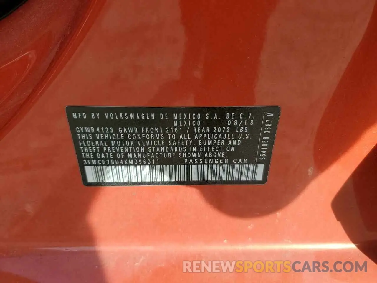 13 Photograph of a damaged car 3VWC57BU4KM096011 VOLKSWAGEN JETTA 2019