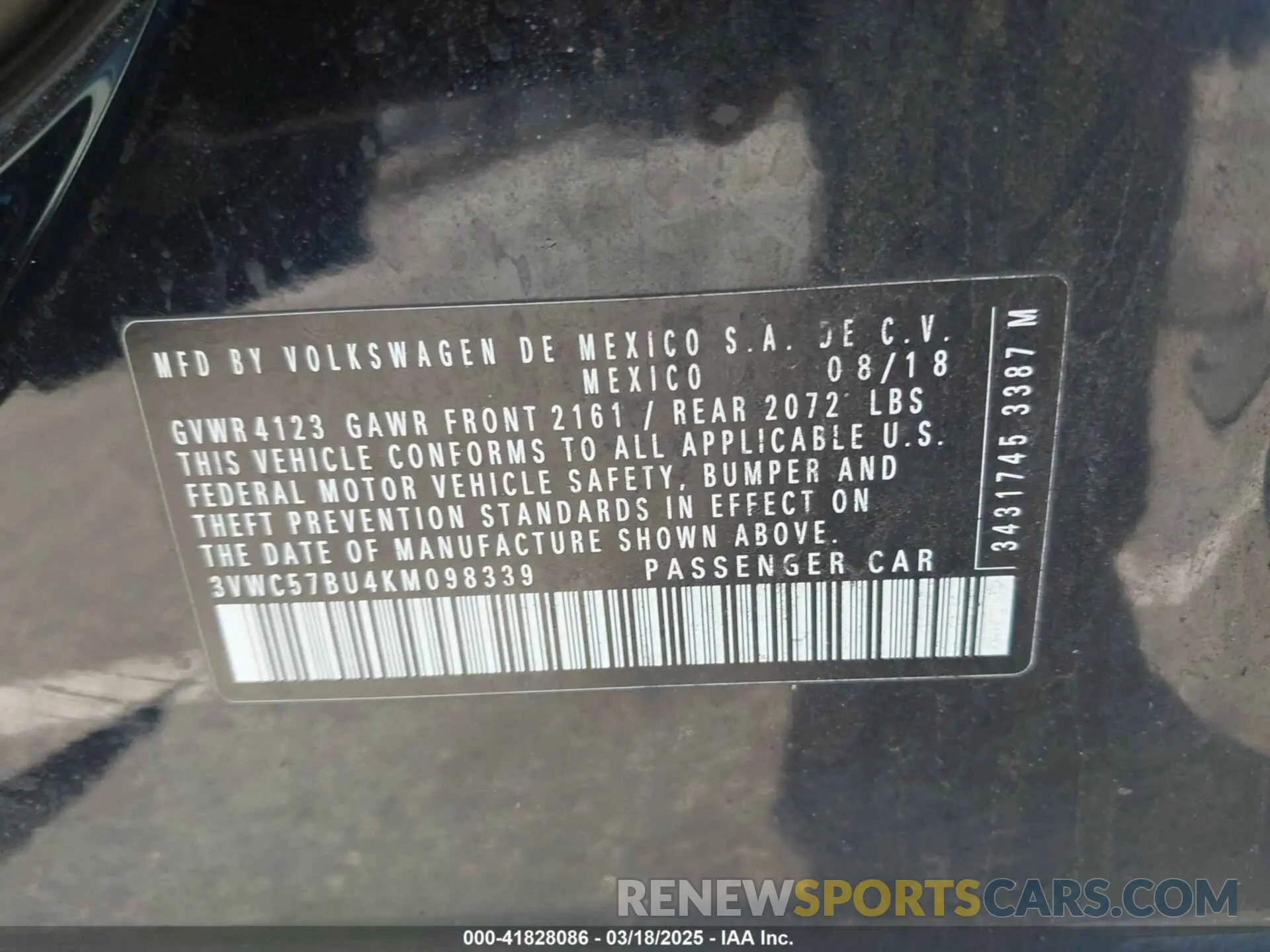 9 Photograph of a damaged car 3VWC57BU4KM098339 VOLKSWAGEN JETTA 2019