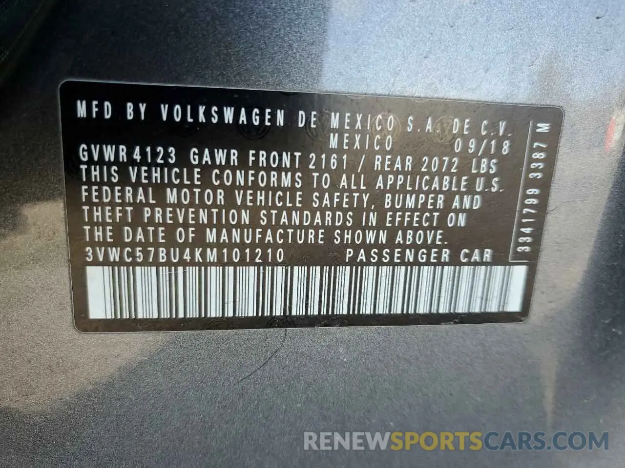 13 Photograph of a damaged car 3VWC57BU4KM101210 VOLKSWAGEN JETTA 2019