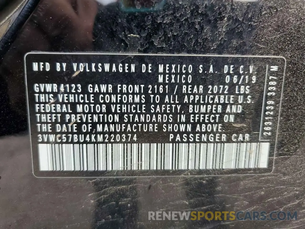 12 Photograph of a damaged car 3VWC57BU4KM220374 VOLKSWAGEN JETTA 2019
