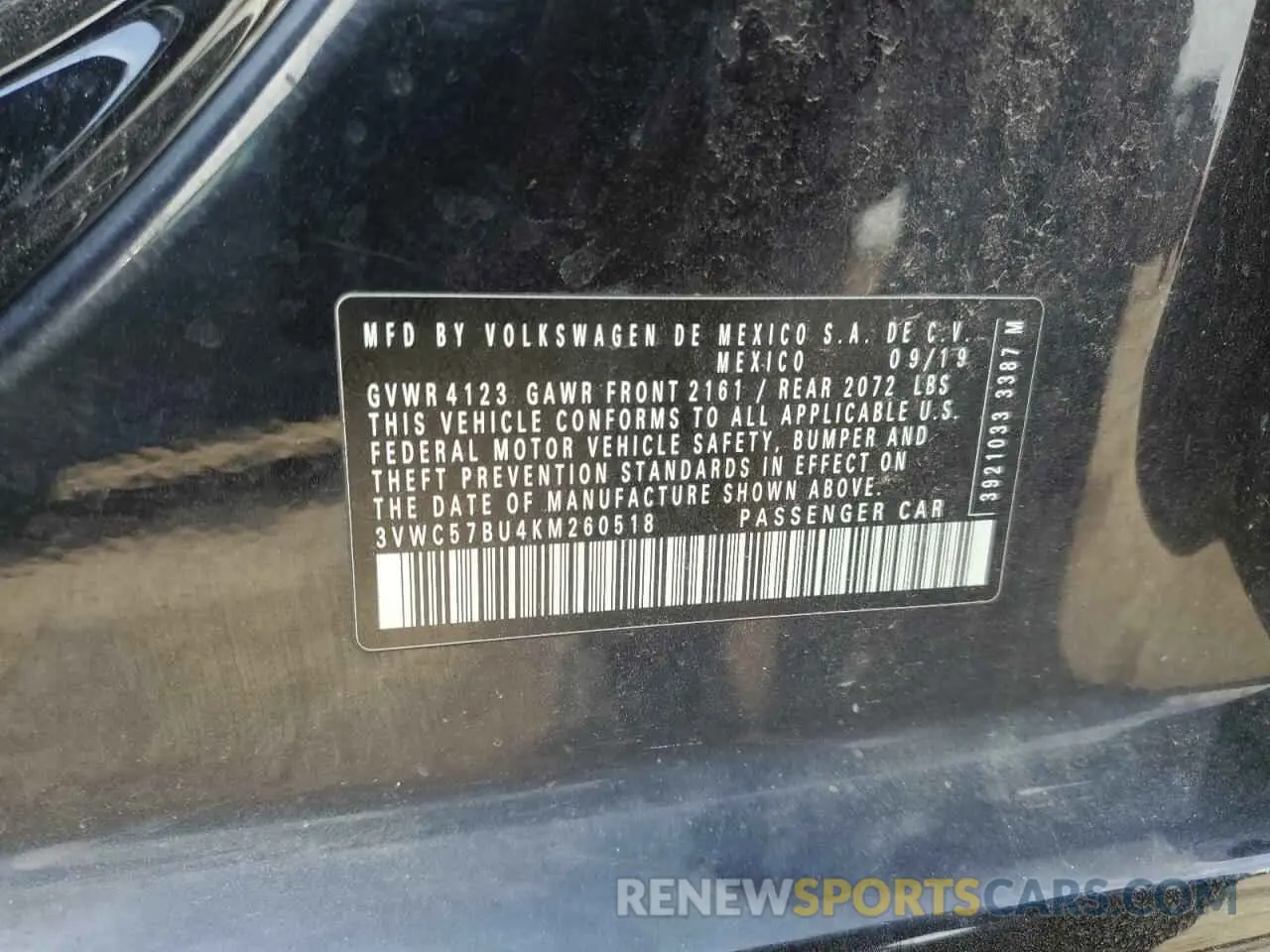 12 Photograph of a damaged car 3VWC57BU4KM260518 VOLKSWAGEN JETTA 2019