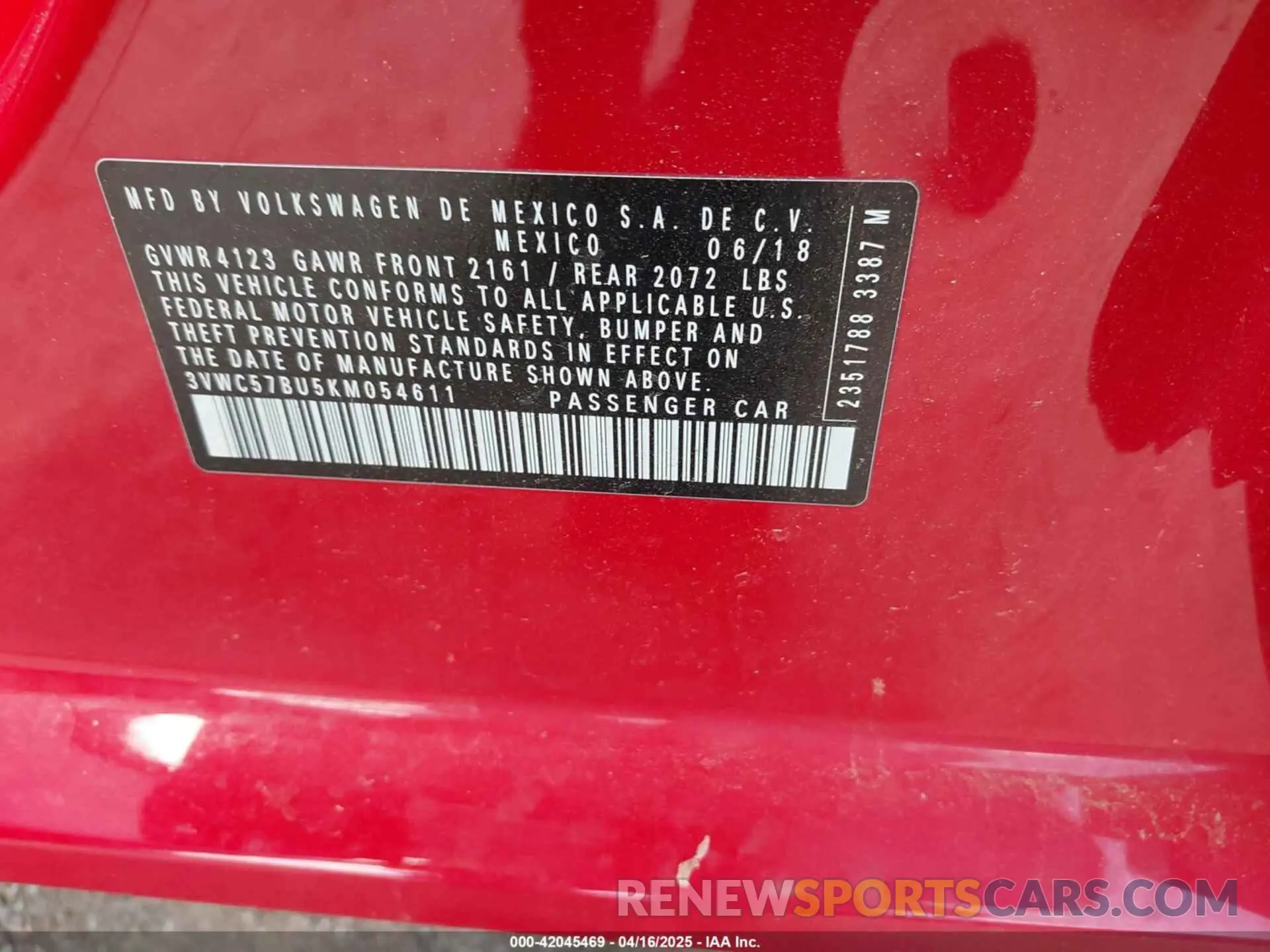 9 Photograph of a damaged car 3VWC57BU5KM054611 VOLKSWAGEN JETTA 2019