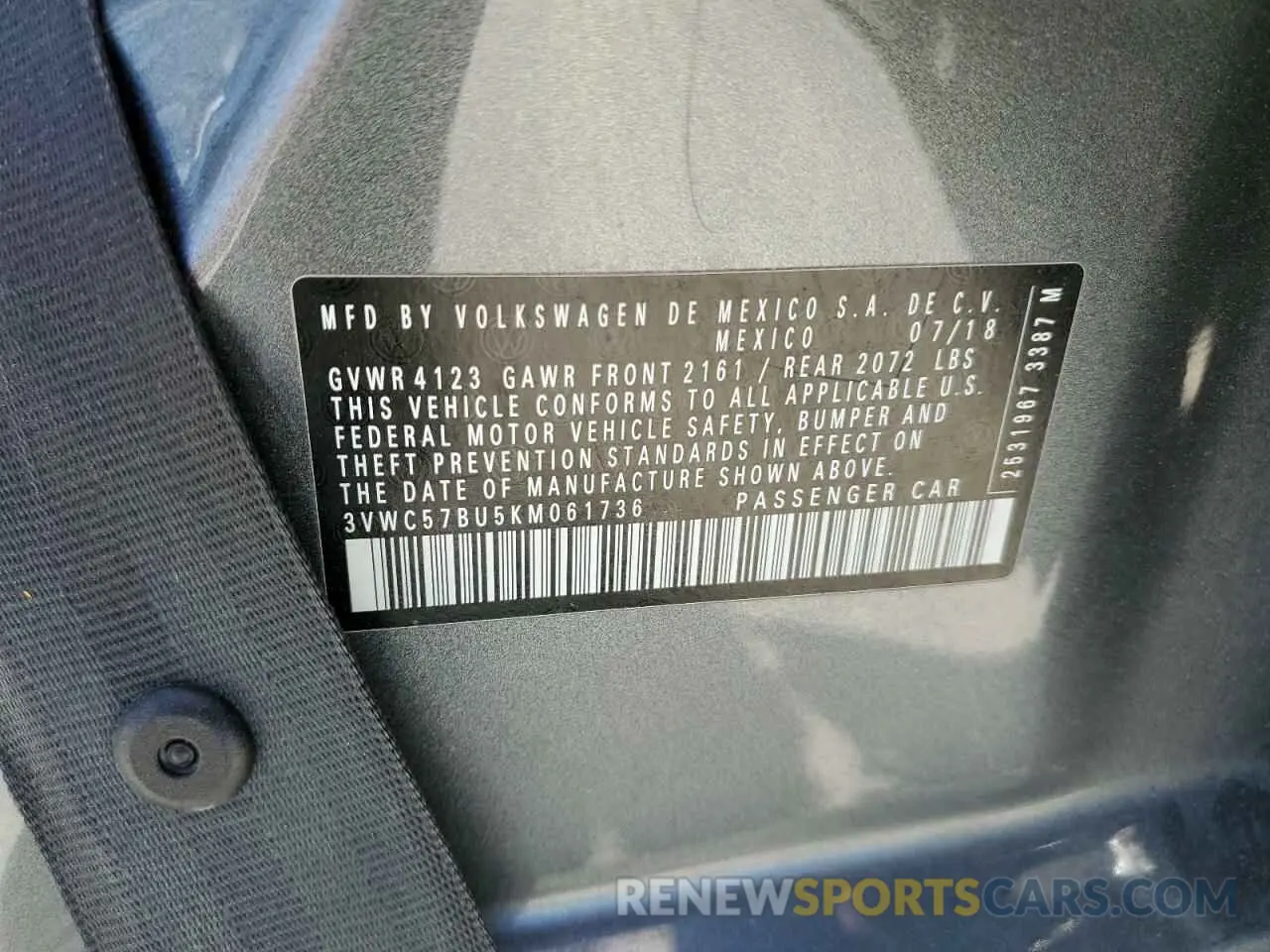 12 Photograph of a damaged car 3VWC57BU5KM061736 VOLKSWAGEN JETTA 2019
