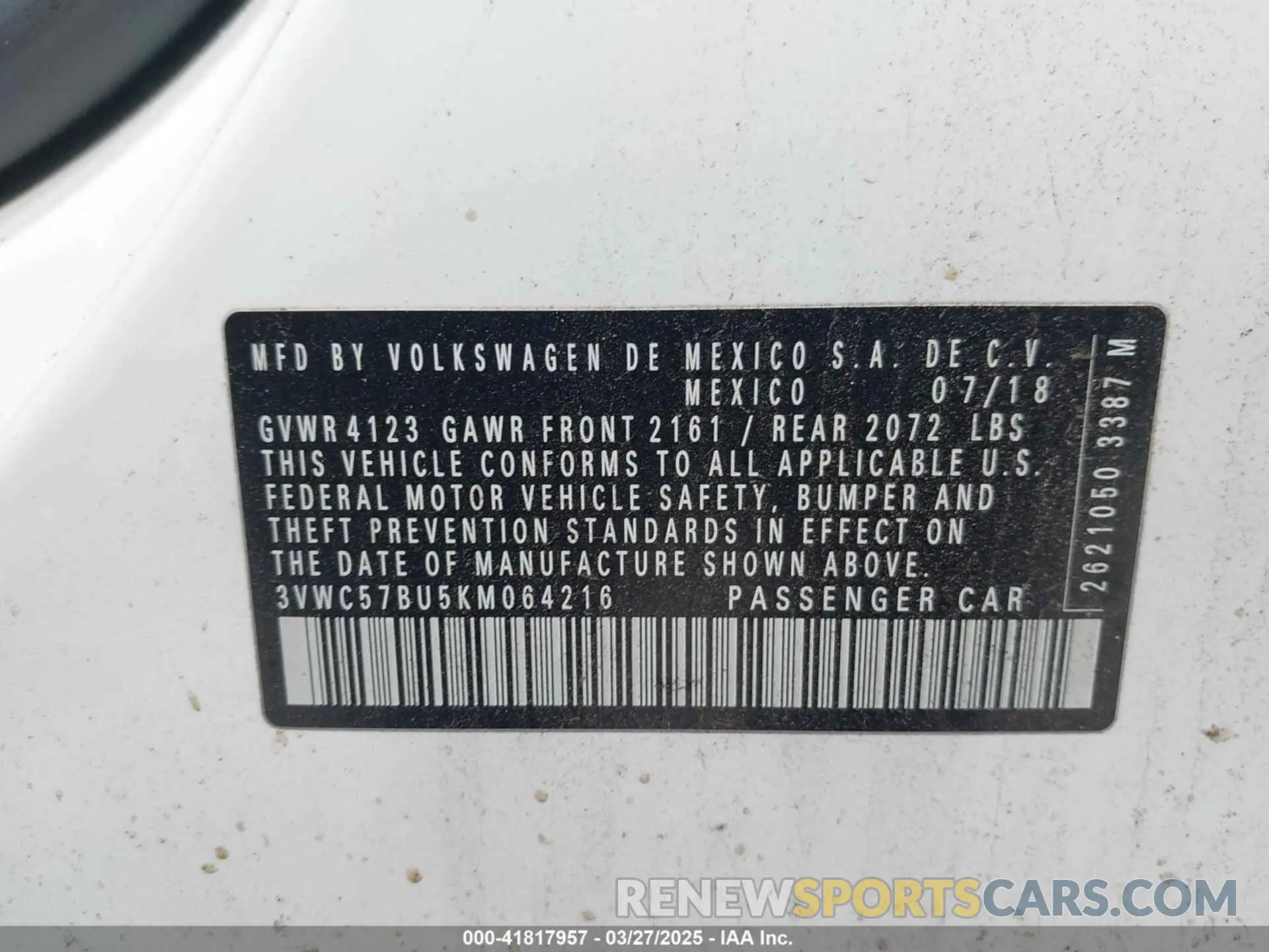 9 Photograph of a damaged car 3VWC57BU5KM064216 VOLKSWAGEN JETTA 2019