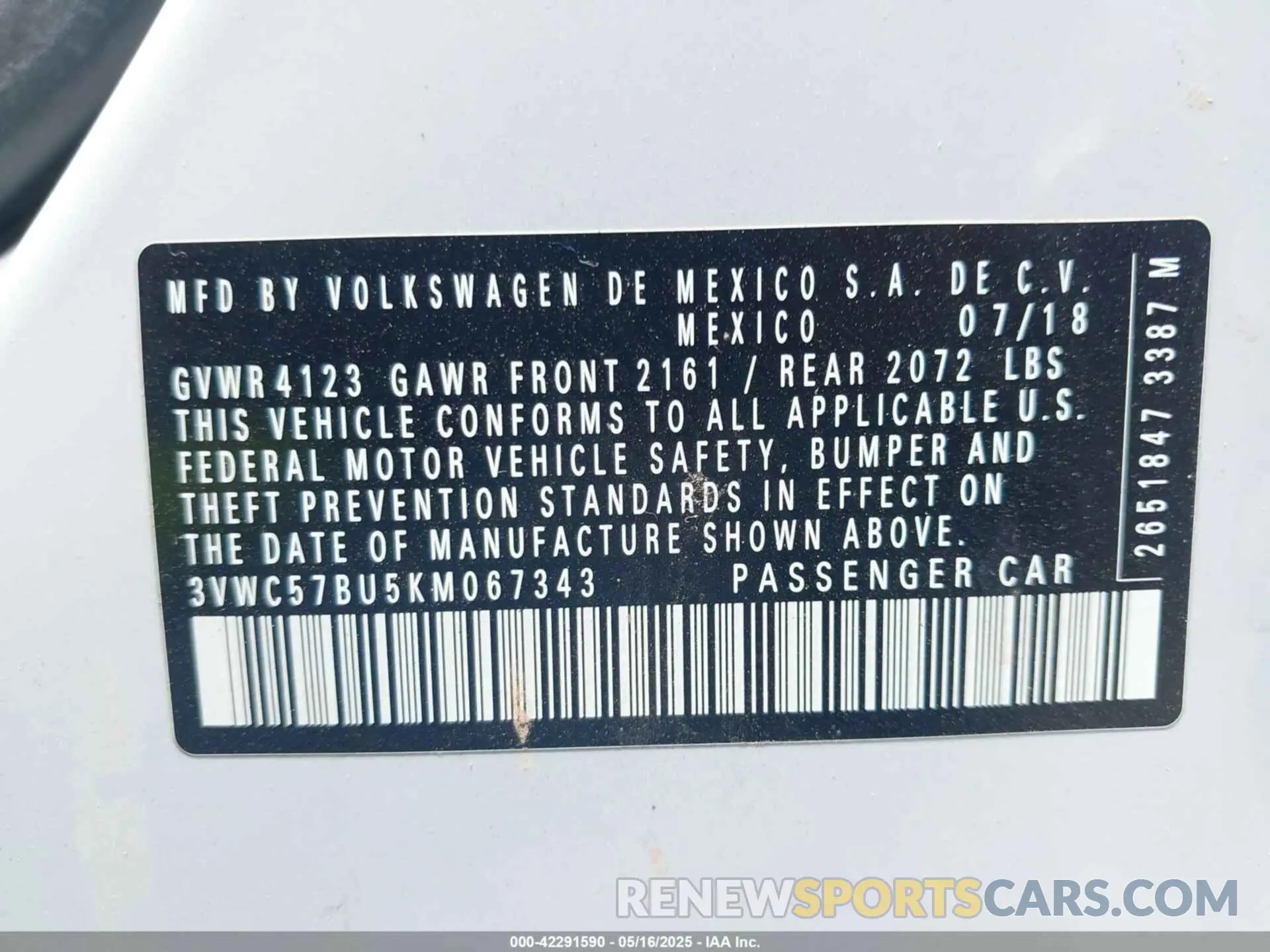9 Photograph of a damaged car 3VWC57BU5KM067343 VOLKSWAGEN JETTA 2019