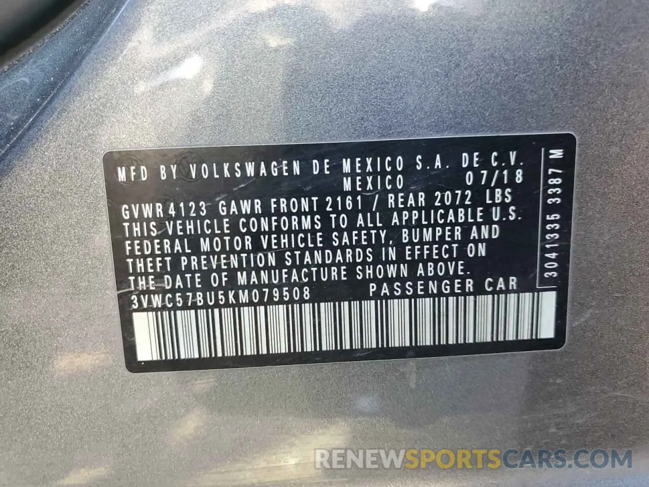 12 Photograph of a damaged car 3VWC57BU5KM079508 VOLKSWAGEN JETTA 2019
