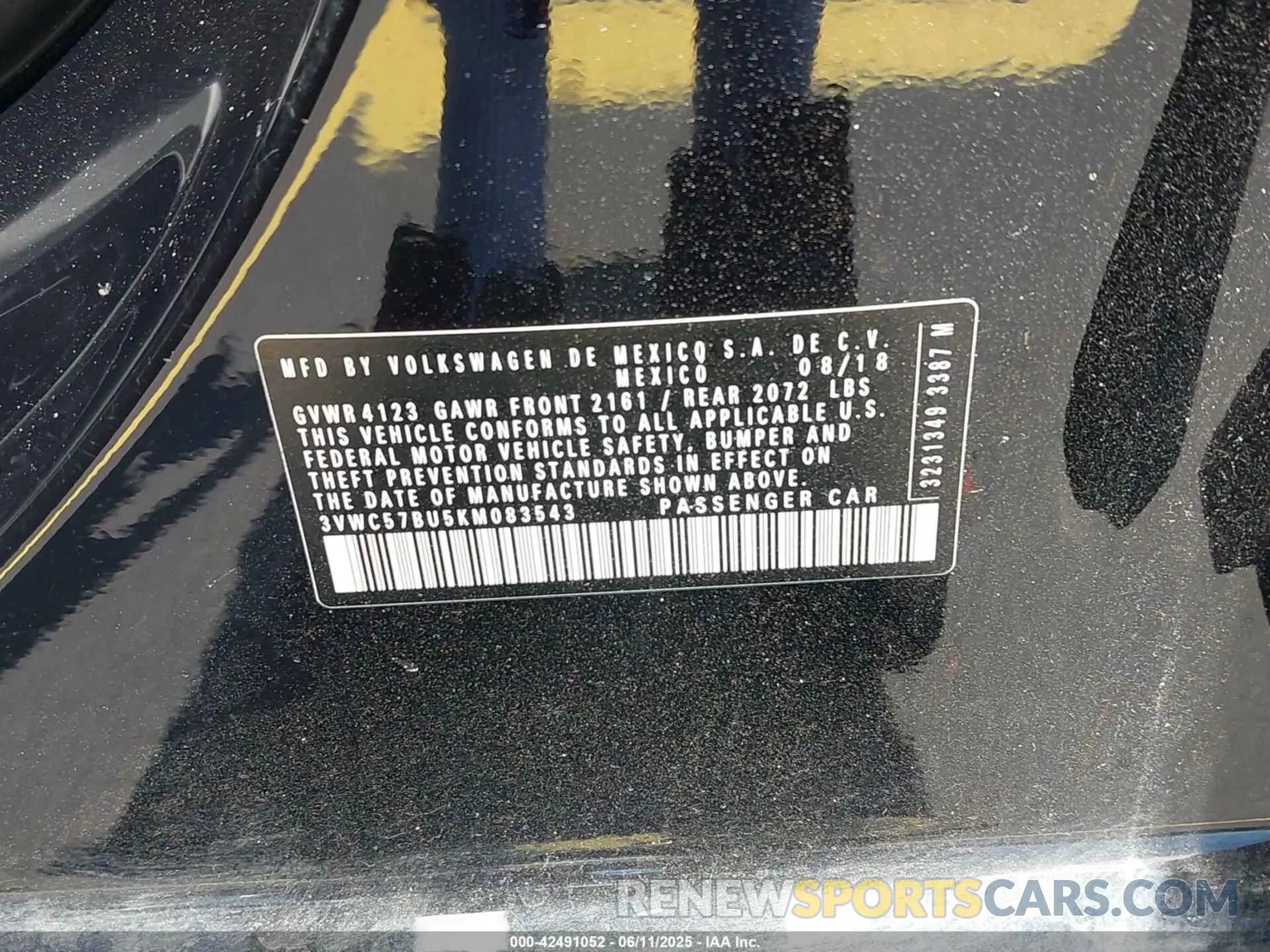 9 Photograph of a damaged car 3VWC57BU5KM083543 VOLKSWAGEN JETTA 2019