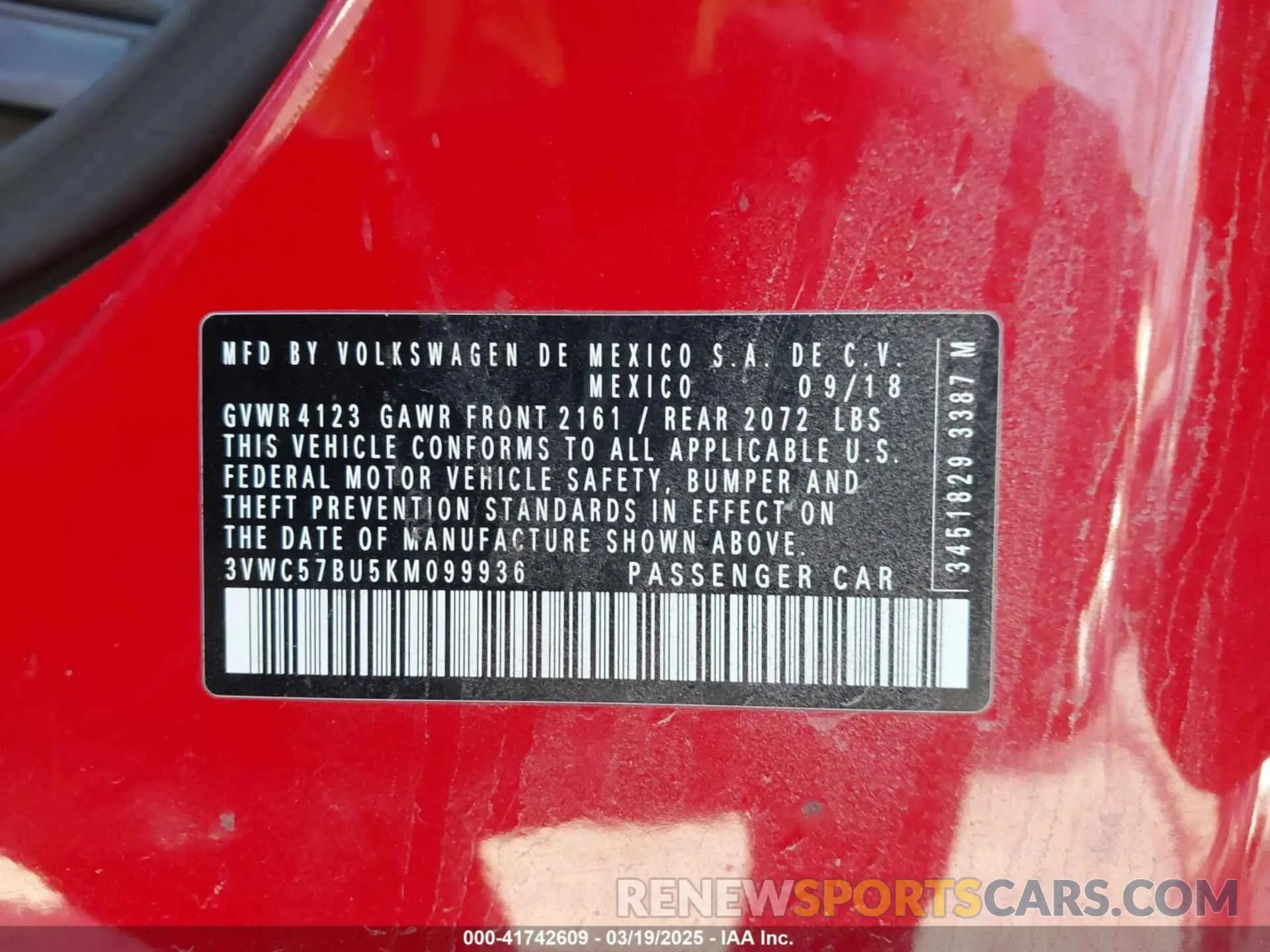 9 Photograph of a damaged car 3VWC57BU5KM099936 VOLKSWAGEN JETTA 2019