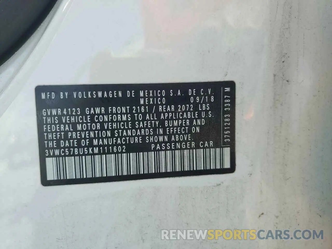 14 Photograph of a damaged car 3VWC57BU5KM111602 VOLKSWAGEN JETTA 2019