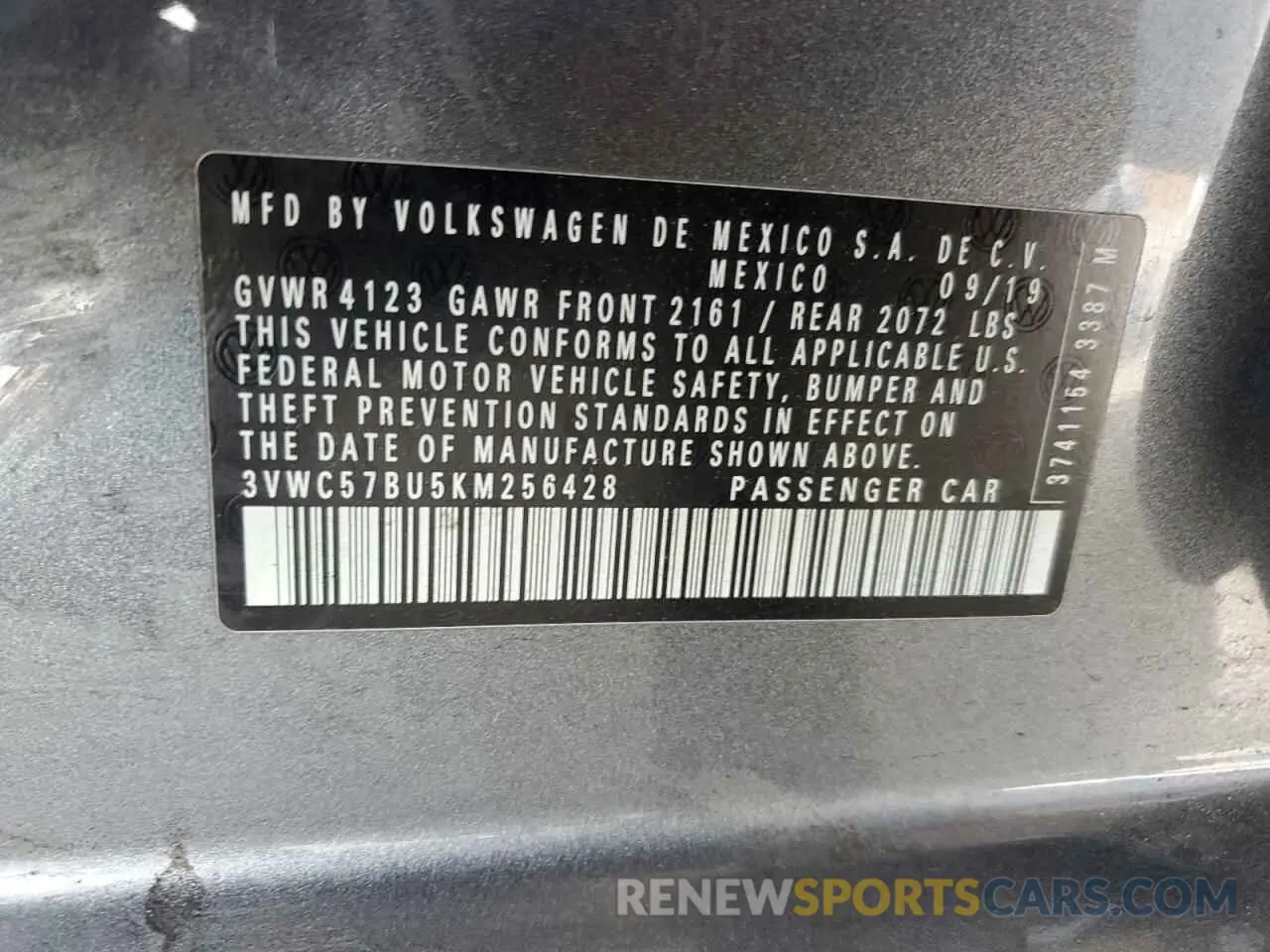 13 Photograph of a damaged car 3VWC57BU5KM256428 VOLKSWAGEN JETTA 2019