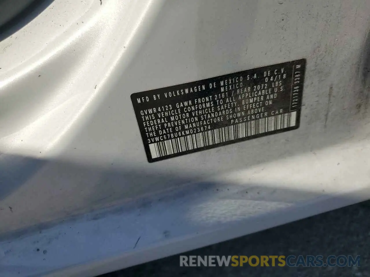 12 Photograph of a damaged car 3VWC57BU6KM023674 VOLKSWAGEN JETTA 2019